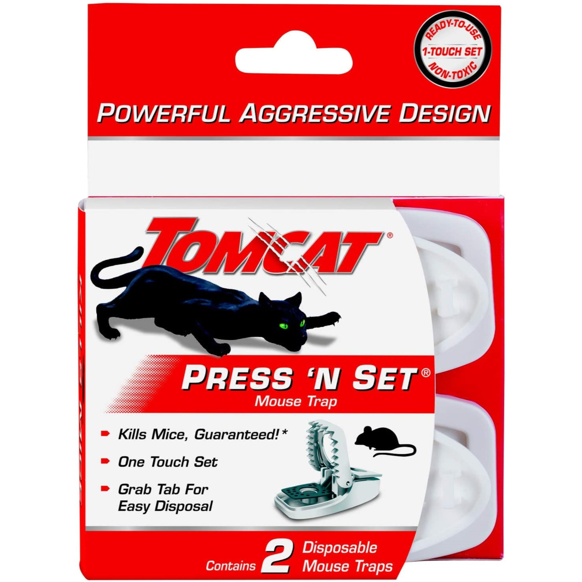 Tomcat Press 'N Set Mouse and Rat Easy-Set Home Kill Trap For Rodents, 2 Traps