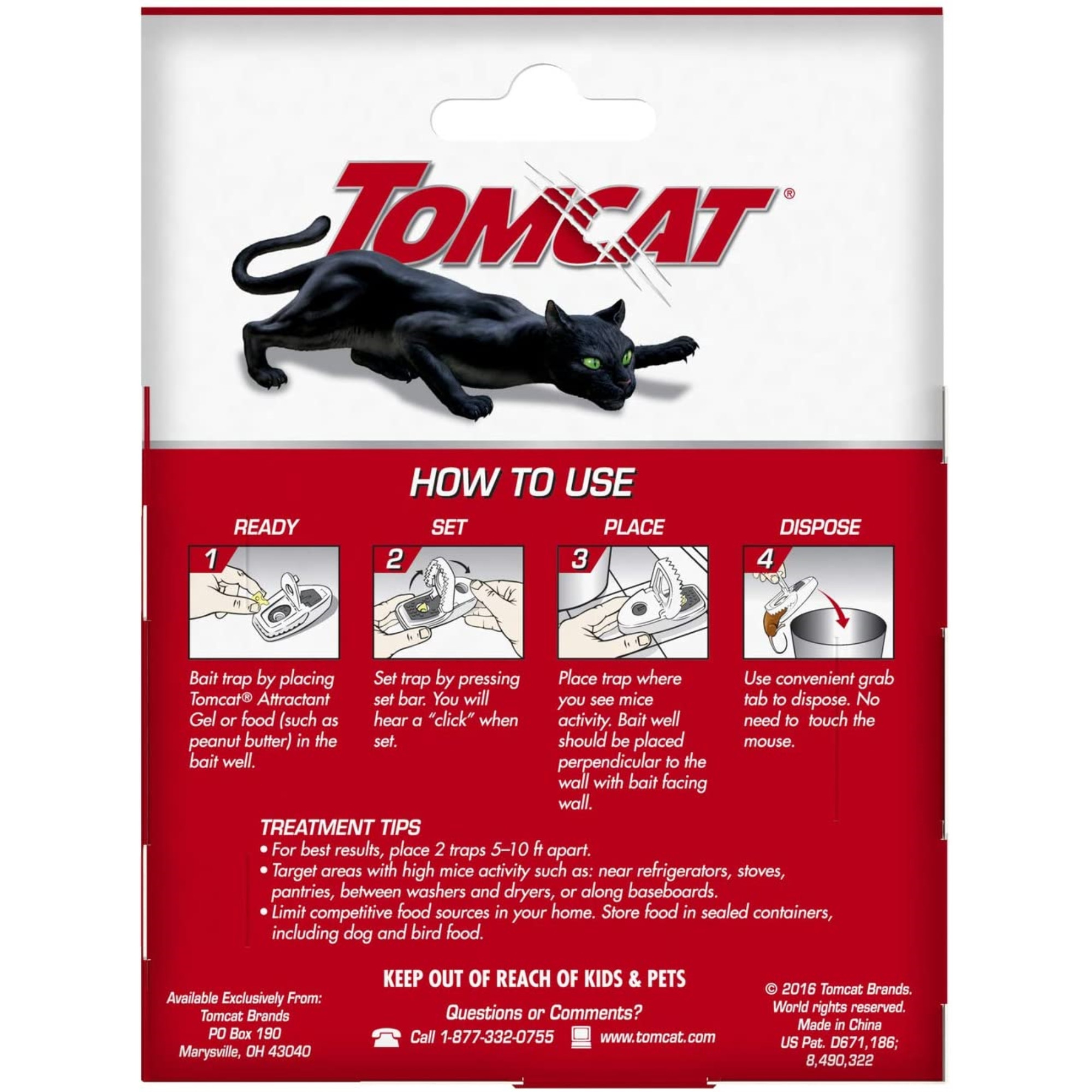 Tomcat Press 'N Set Mouse and Rat Easy-Set Home Kill Trap For Rodents, 2 Traps