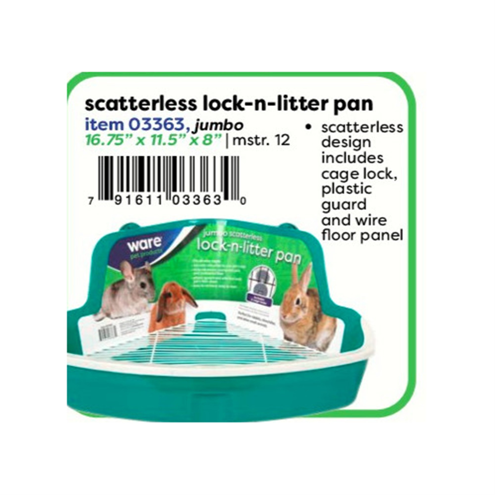 Ware Plastic Scatterless Lock-N-Litter Jumbo Pet Pan, Colors May Vary