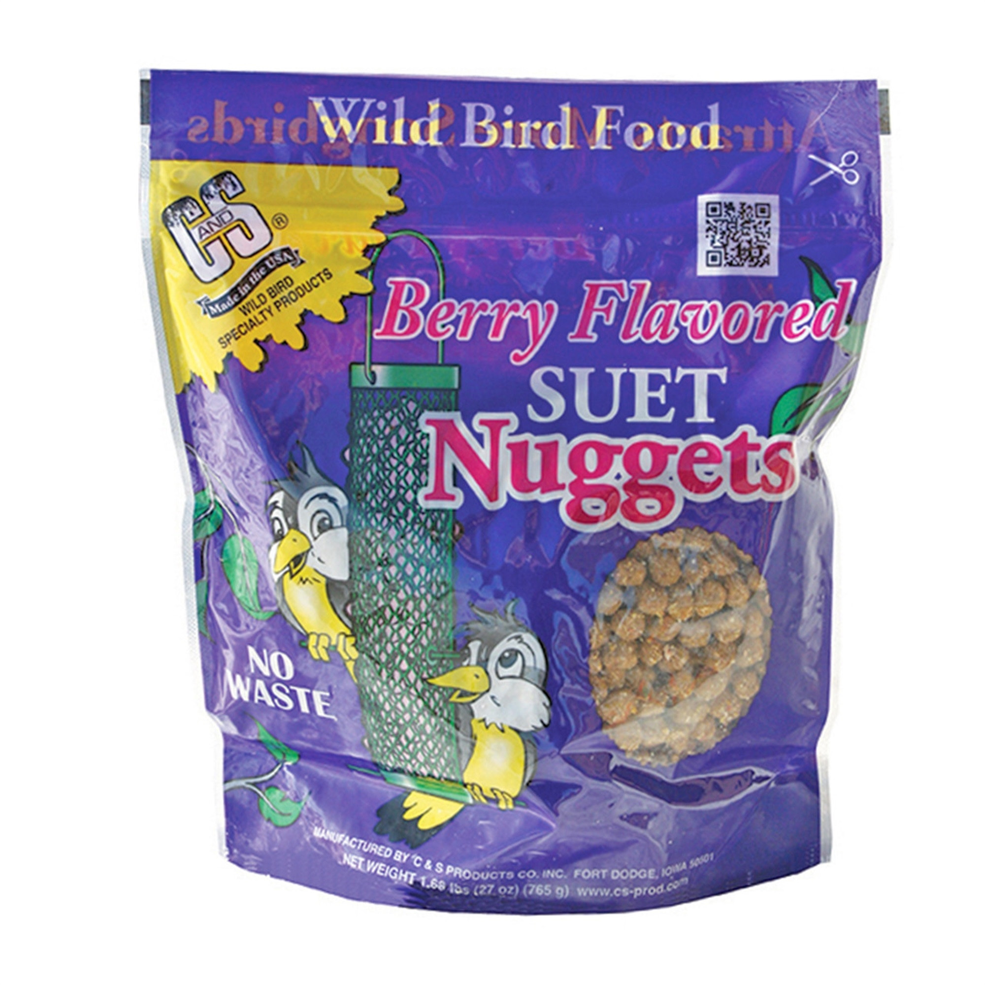 C & S Berry Flavored Wild Bird Suet Nuggets, Resealable Bag, 27 oz