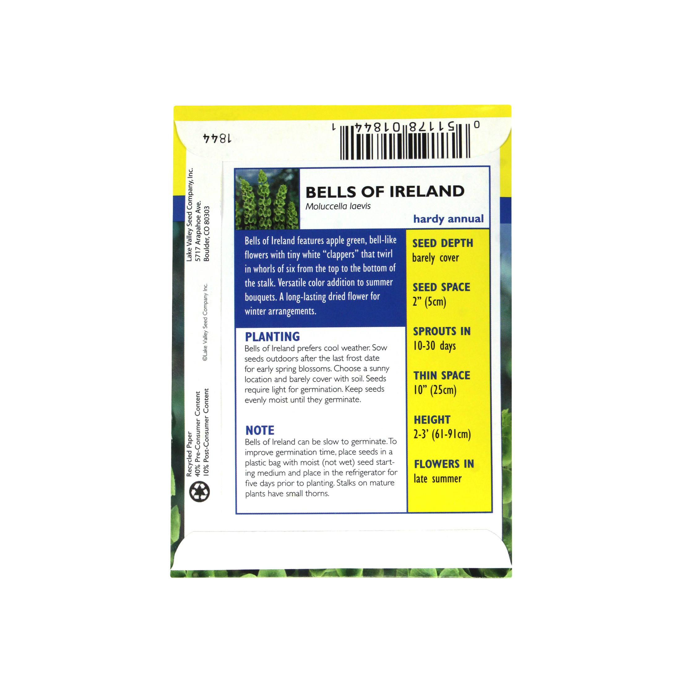 Lake Valley Seed Bells of Ireland Heirloom, 0.75g