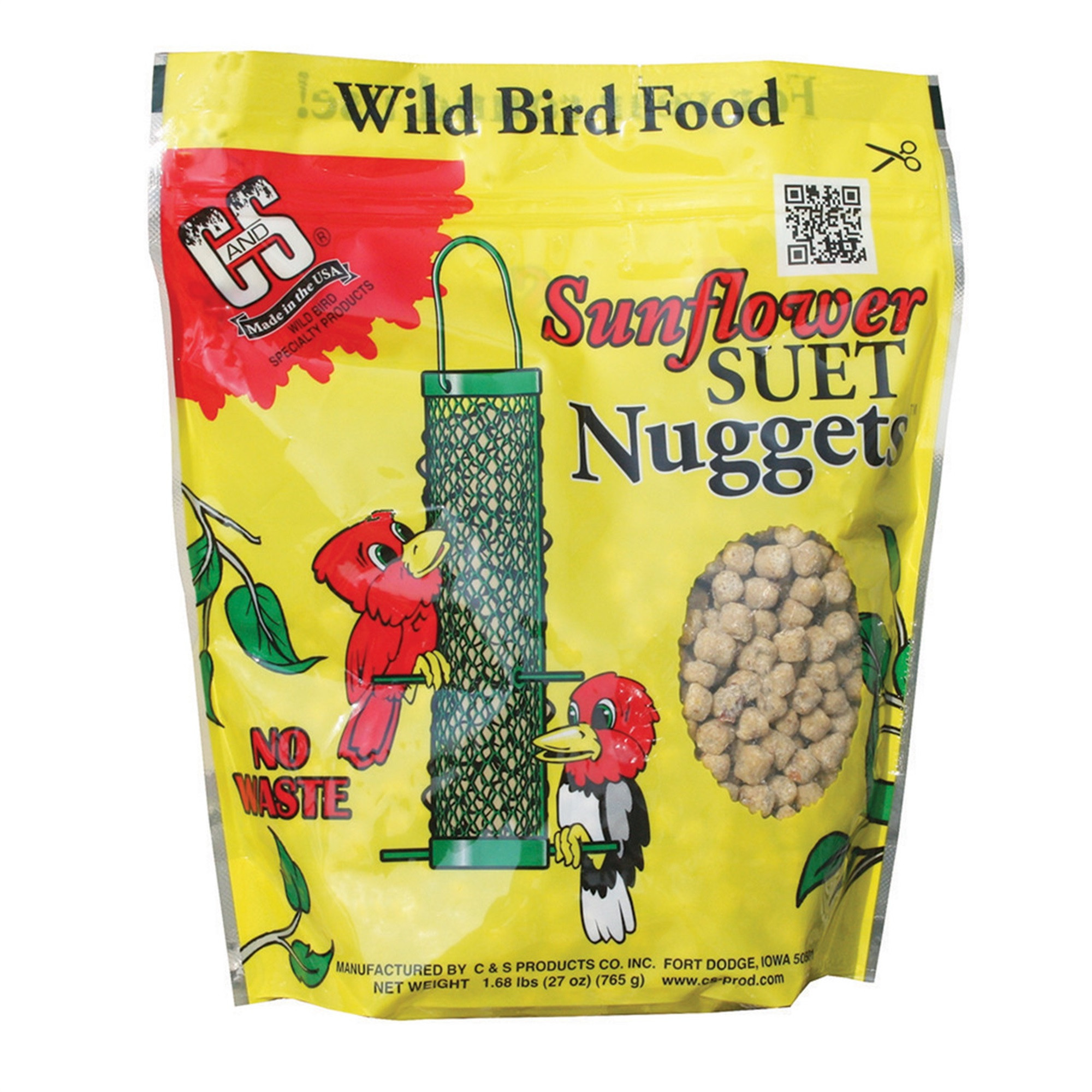 C & S Wild Bird Food Sunflower Suet Nuggets, 27oz Resealable Bag