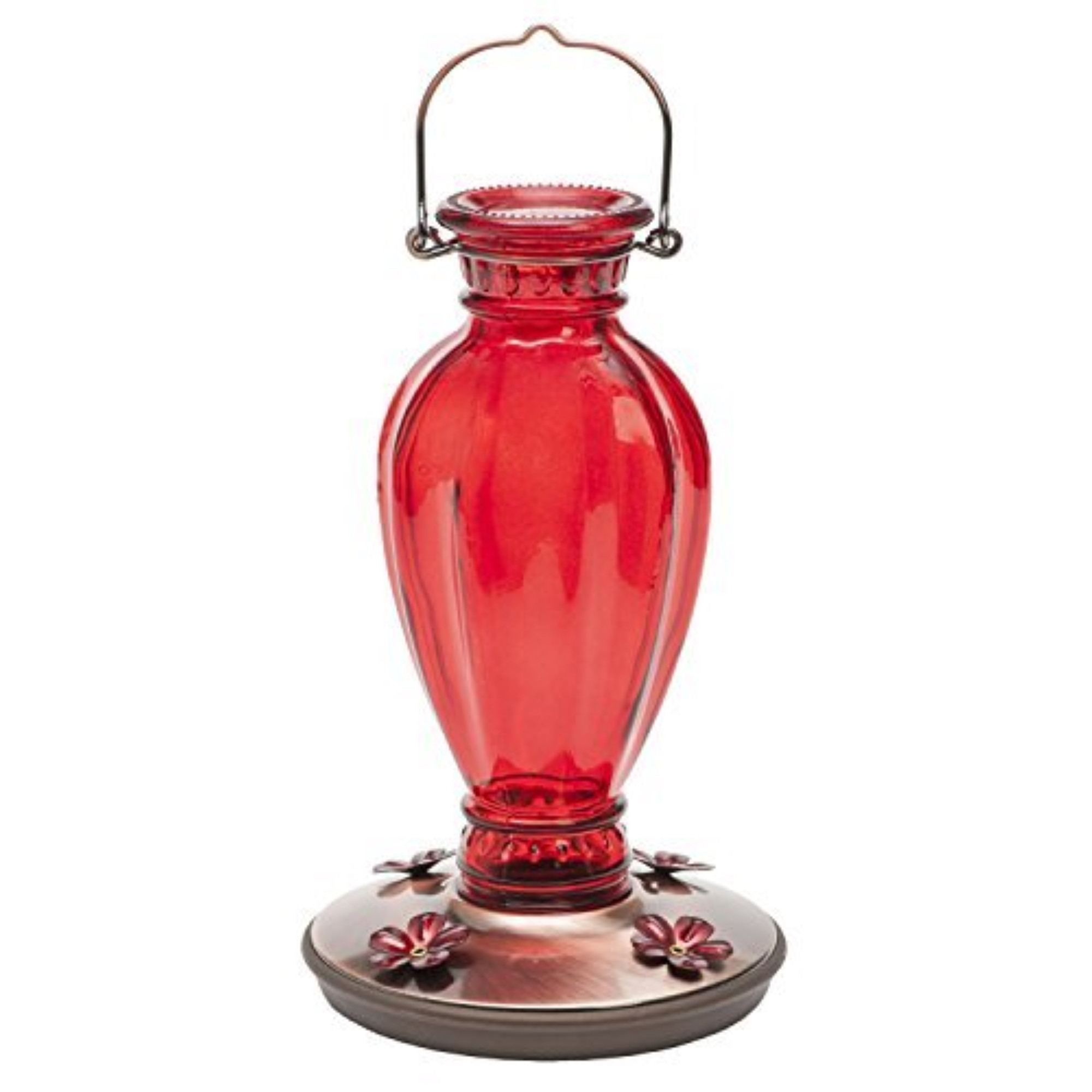 Perky-Pet Daisy Vase Vintage Glass Hummingbird Feeder, 18oz Capacity, Red