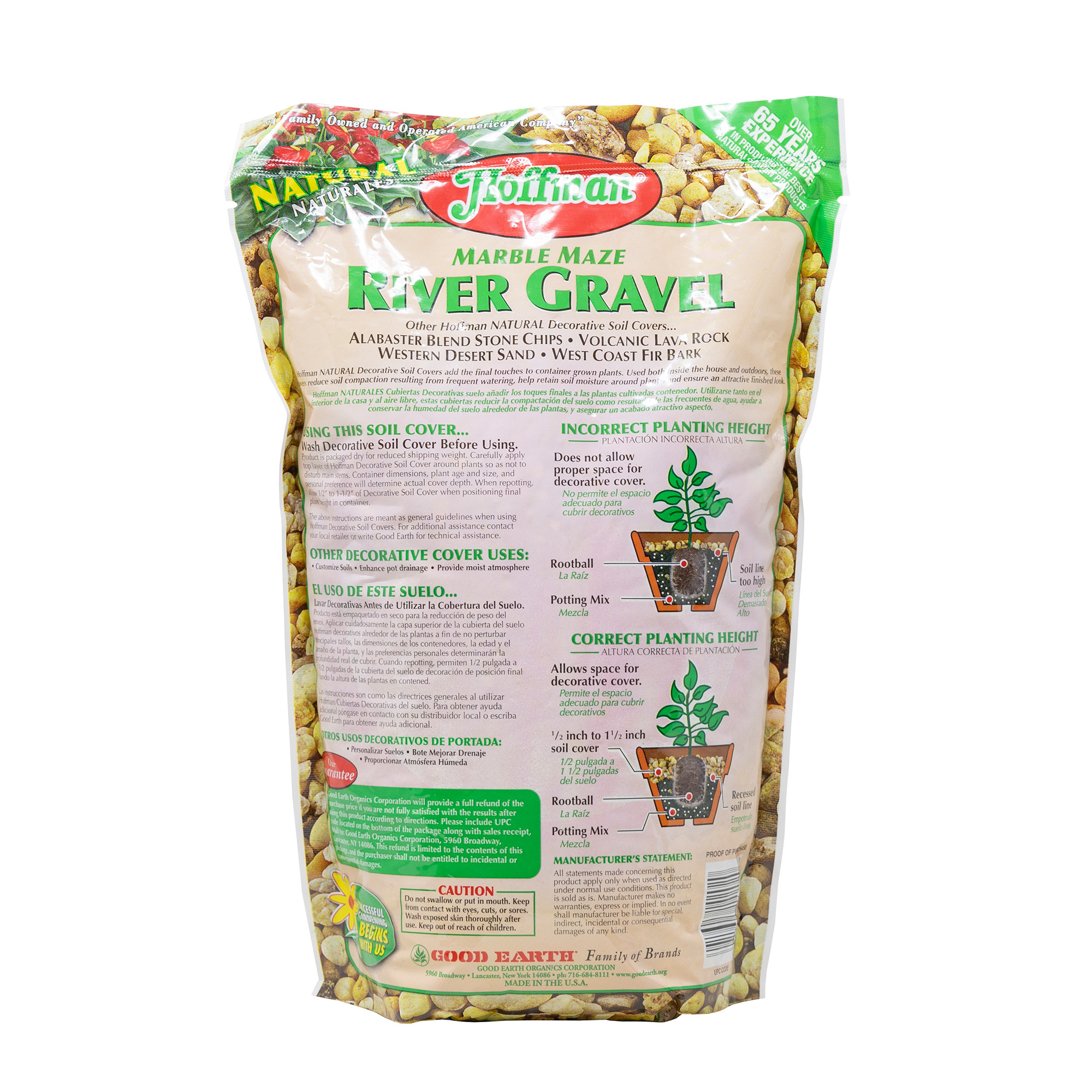 Hoffman Natural Marble Maze River Gravel Decorative Soil Cover for Potted or Bedded Plants, 2 Dry Quarts