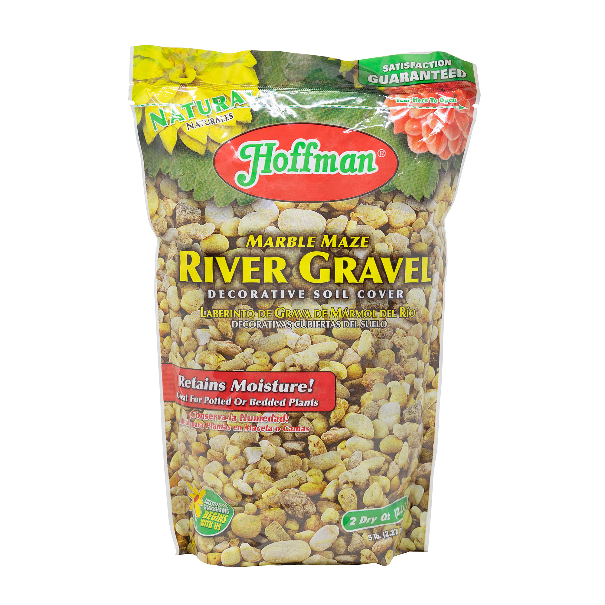 Hoffman Natural Marble Maze River Gravel Decorative Soil Cover for Potted or Bedded Plants, 2 Dry Quarts