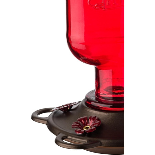 Classic Brands Elixir Hummingbird Feeder — Red Glass & Pewter Finish — 13 oz Nectar