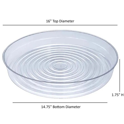 Curtis Wagner Plastics Vinyl Plant Saucer — Air-Flow Bottom Design, Clear — 16"