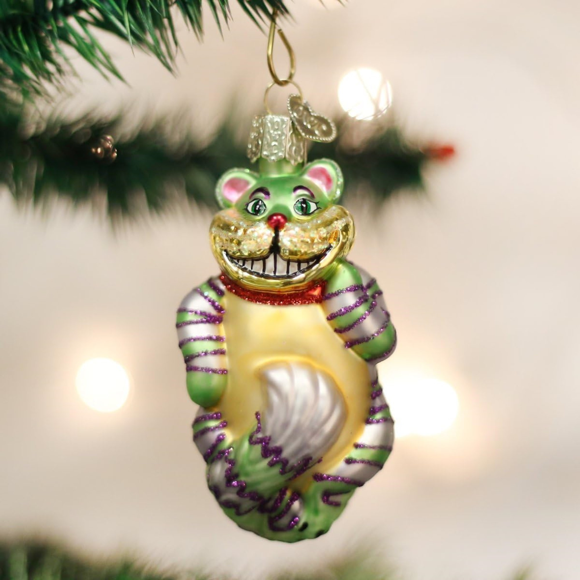 Old World Christmas Glass Blown Ornament for Christmas Tree, Cheshire Cat