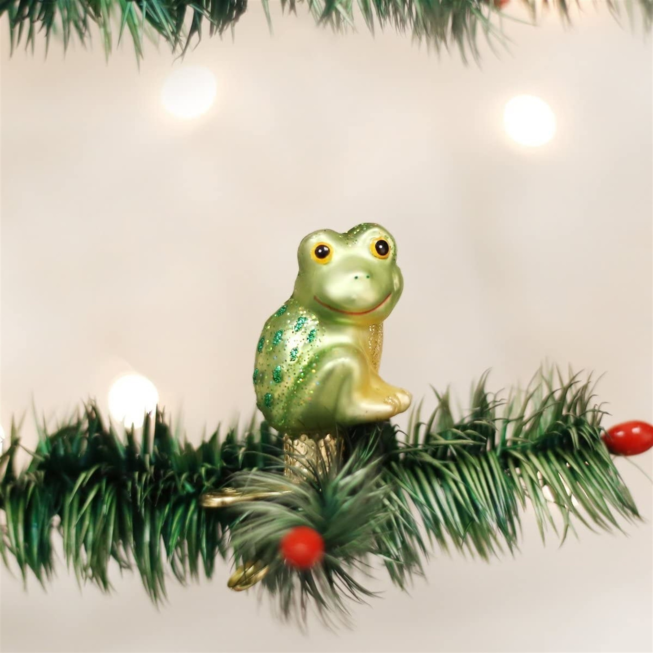 Old World Christmas Glass Blown Ornament, Happy Froggy (With OWC Gift Box)