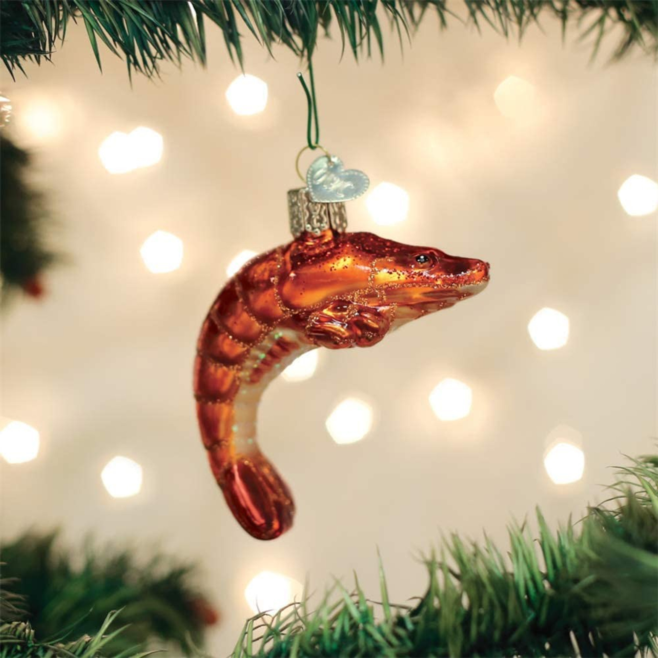 Old World Christmas Glass Blown Shrimp Ornament