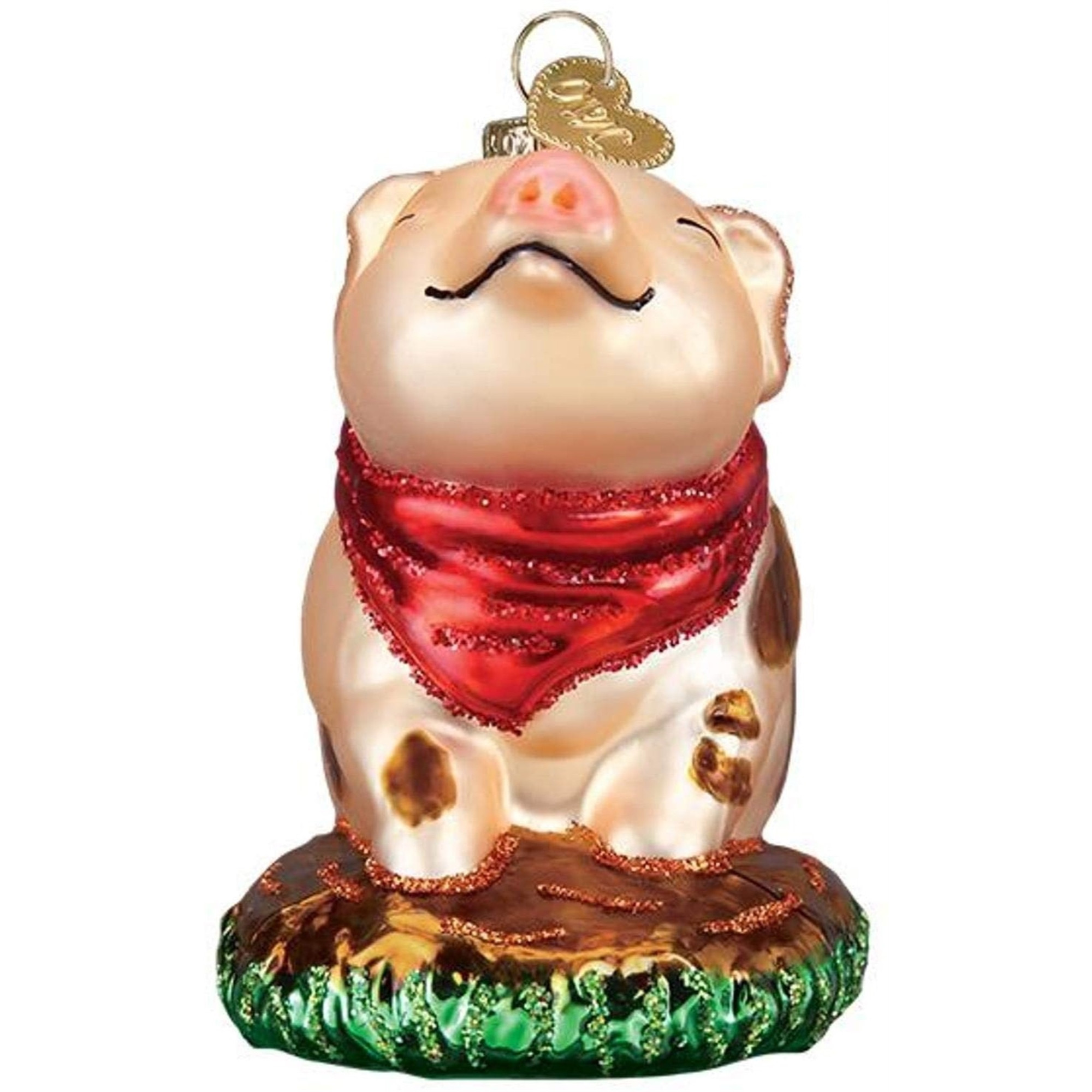 Old World Christmas Blown Glass Ornament for Christmas Tree, Piggy in The Puddle