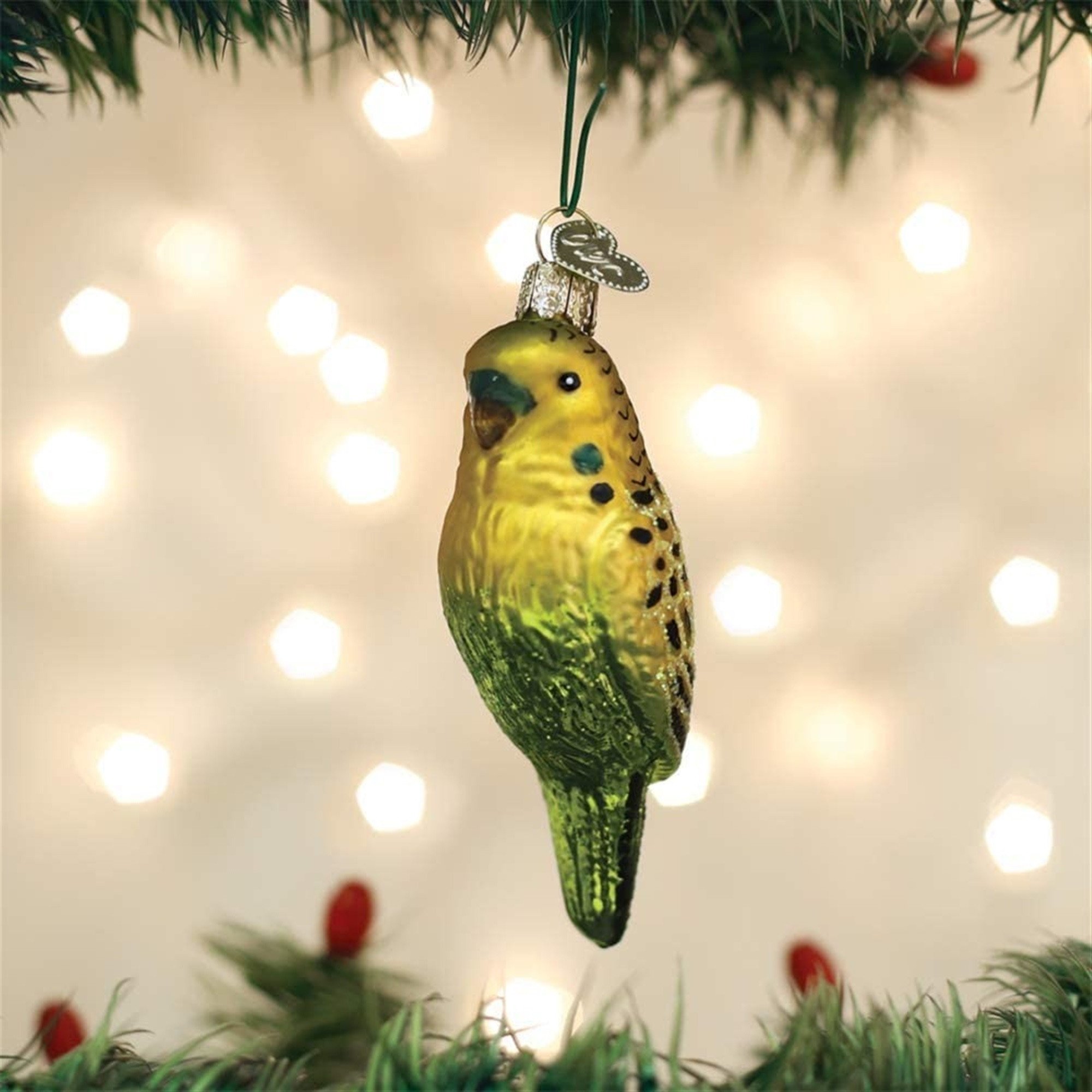 Old World Christmas Parakeet Miniature Glass Ornament Bird