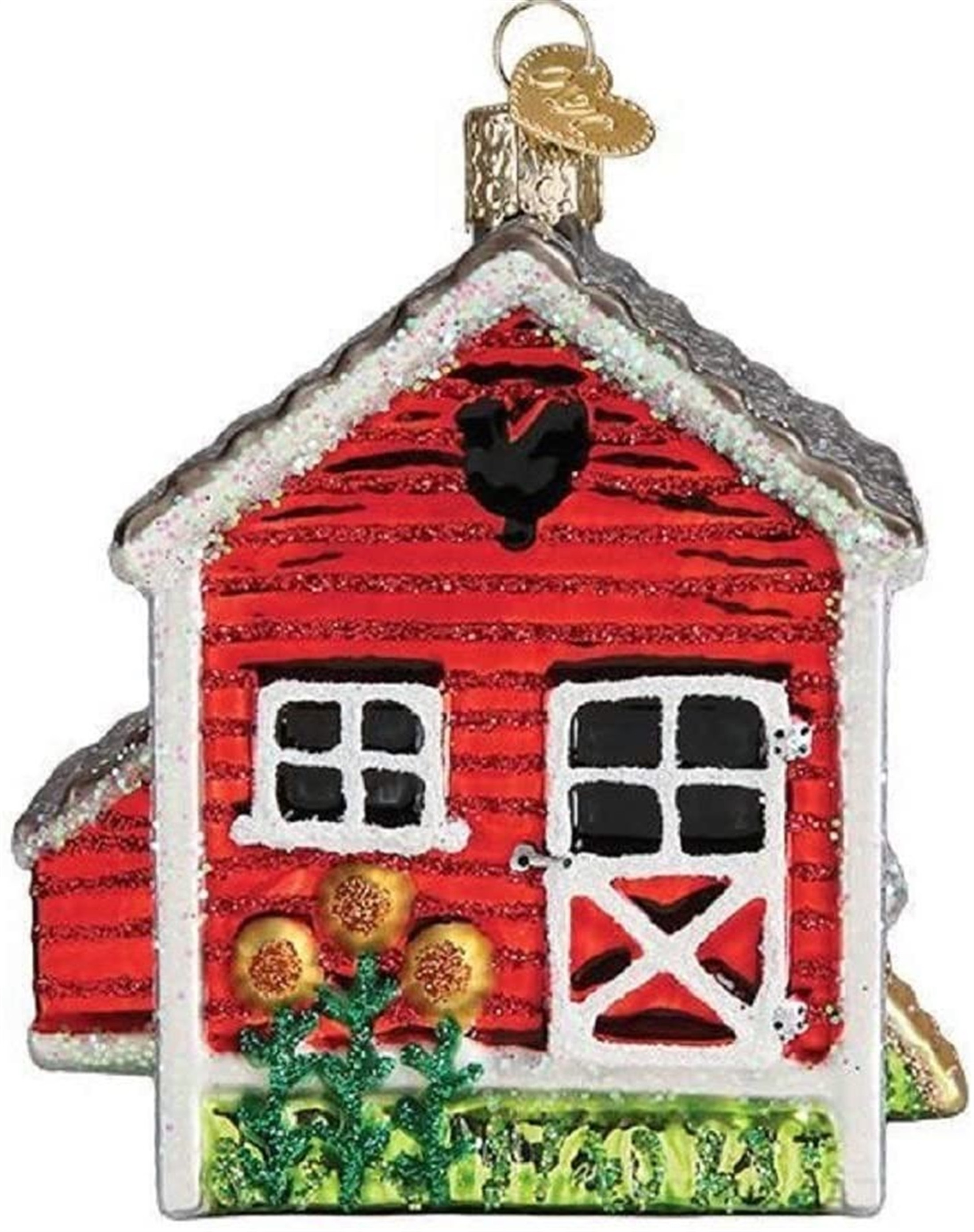 Old World Christmas Glass Blown Ornament For Tree, Chicken Coop (With OWC Gift Box)