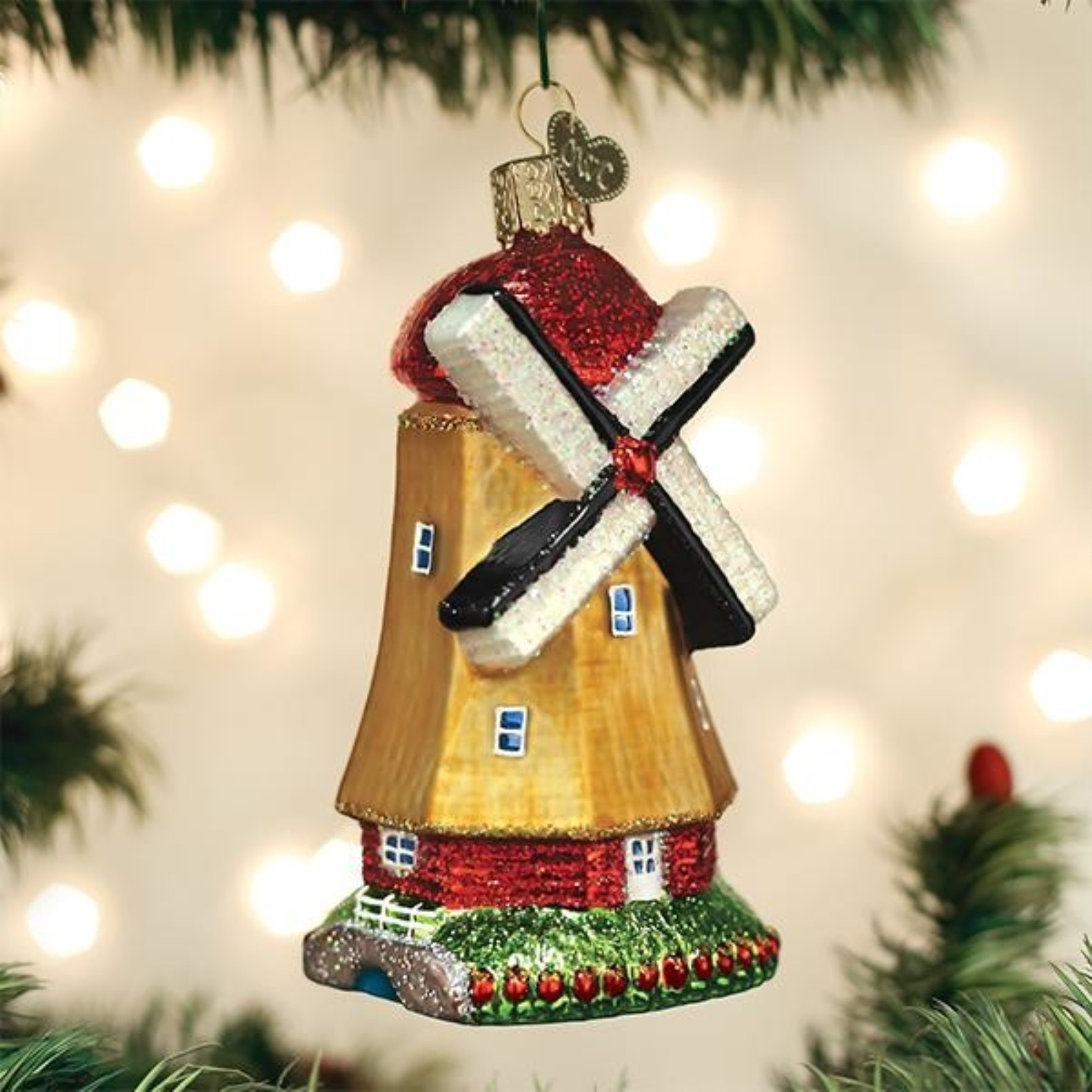 Old World Christmas Blown Glass Ornament for Christmas Tree, Windmill