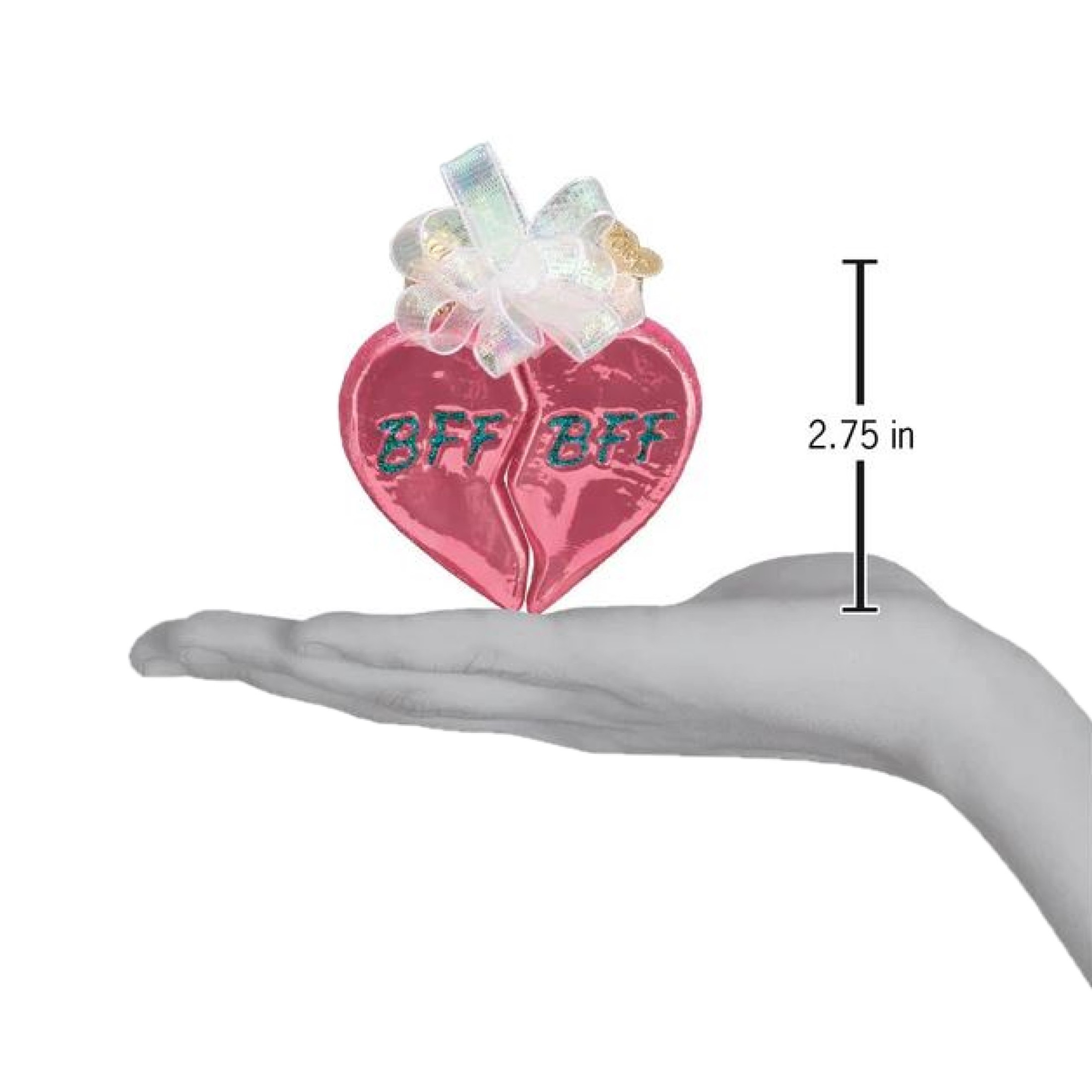 Old World Christmas Blown Glass Ornaments for Christmas Tree, BFF Hearts (Set of 2)