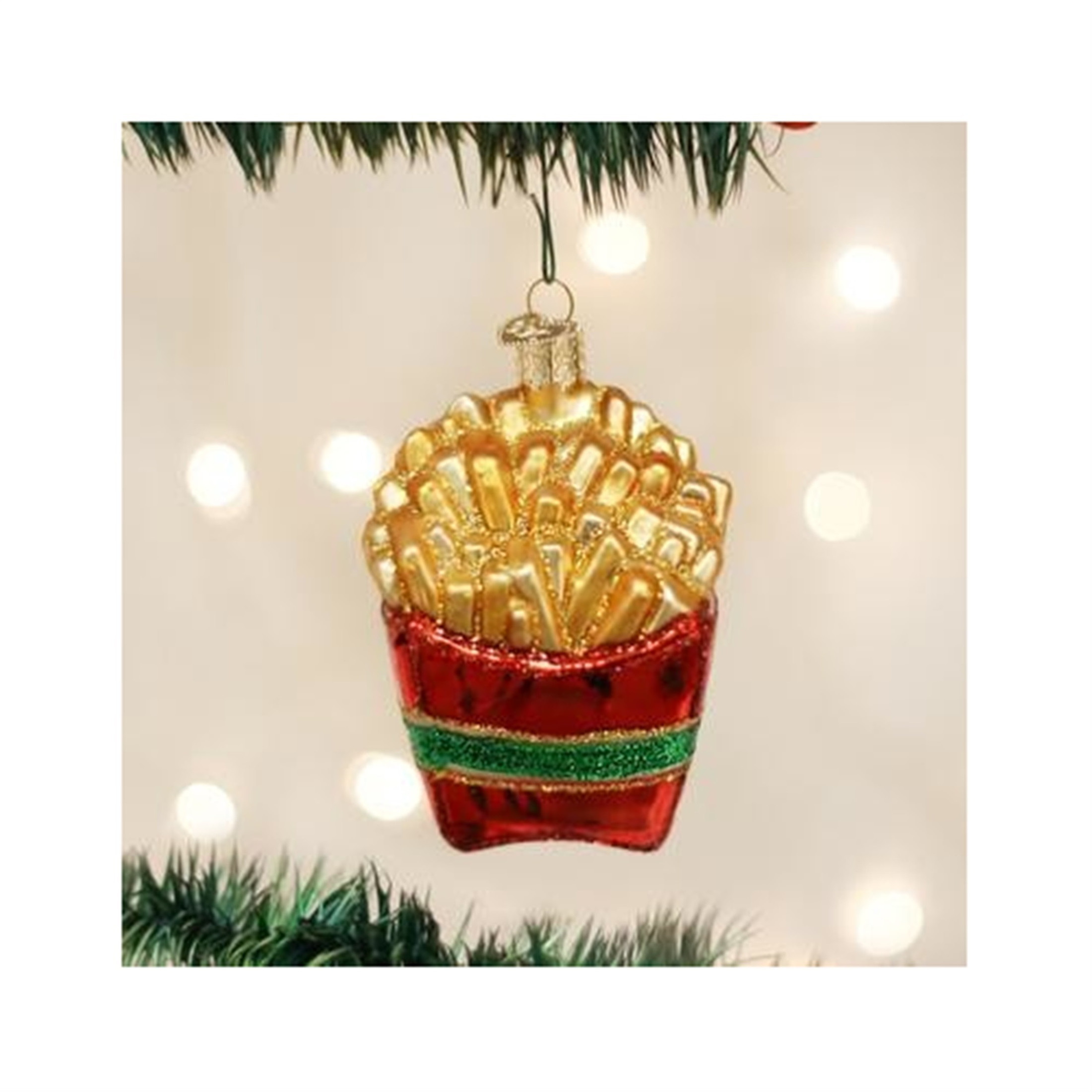 Old World Christmas Glass Blown Ornament for Christmas Tree, French Fries (With OWC Gift Box)