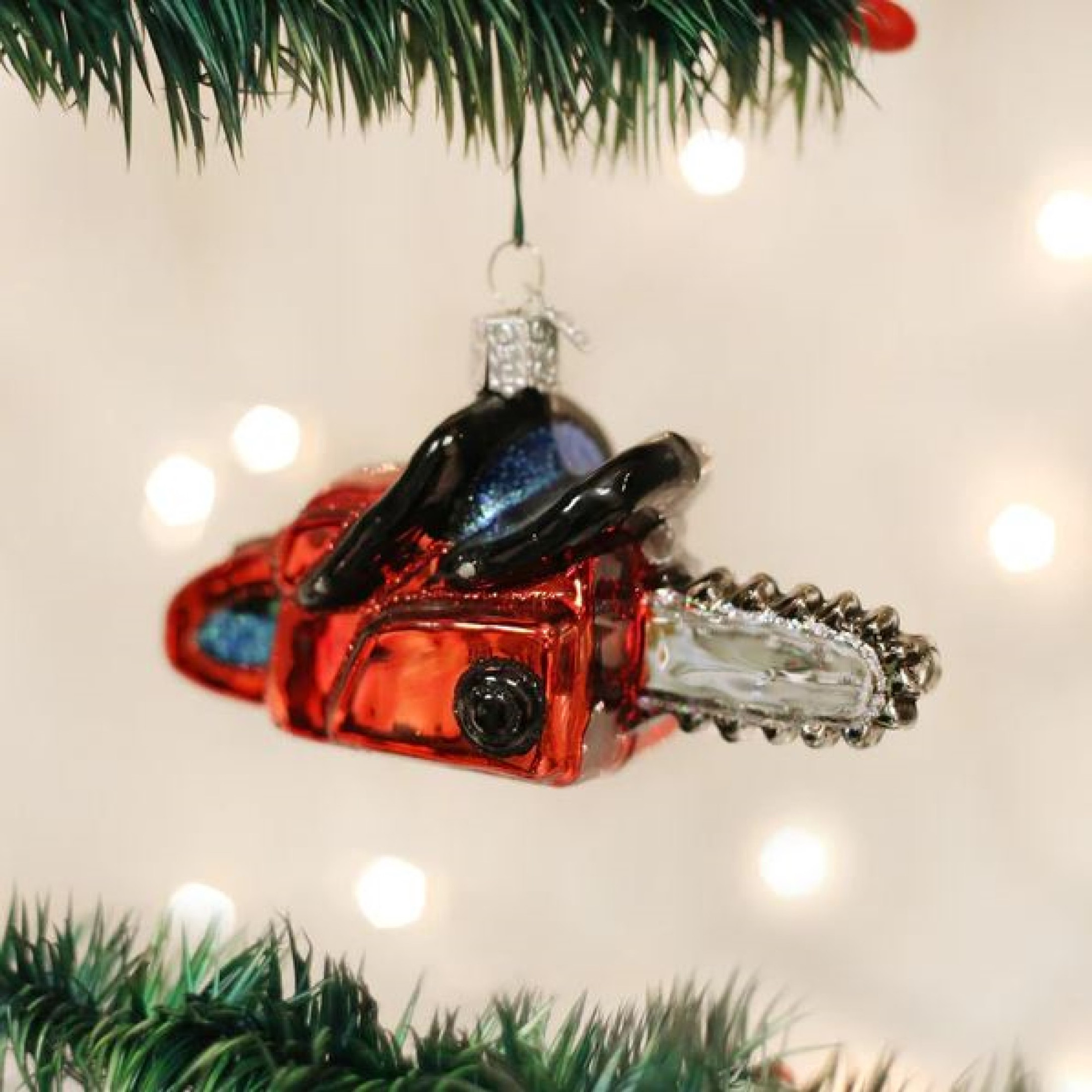 Old World Christmas Blown Glass Ornament for Christmas Tree, Chain Saw