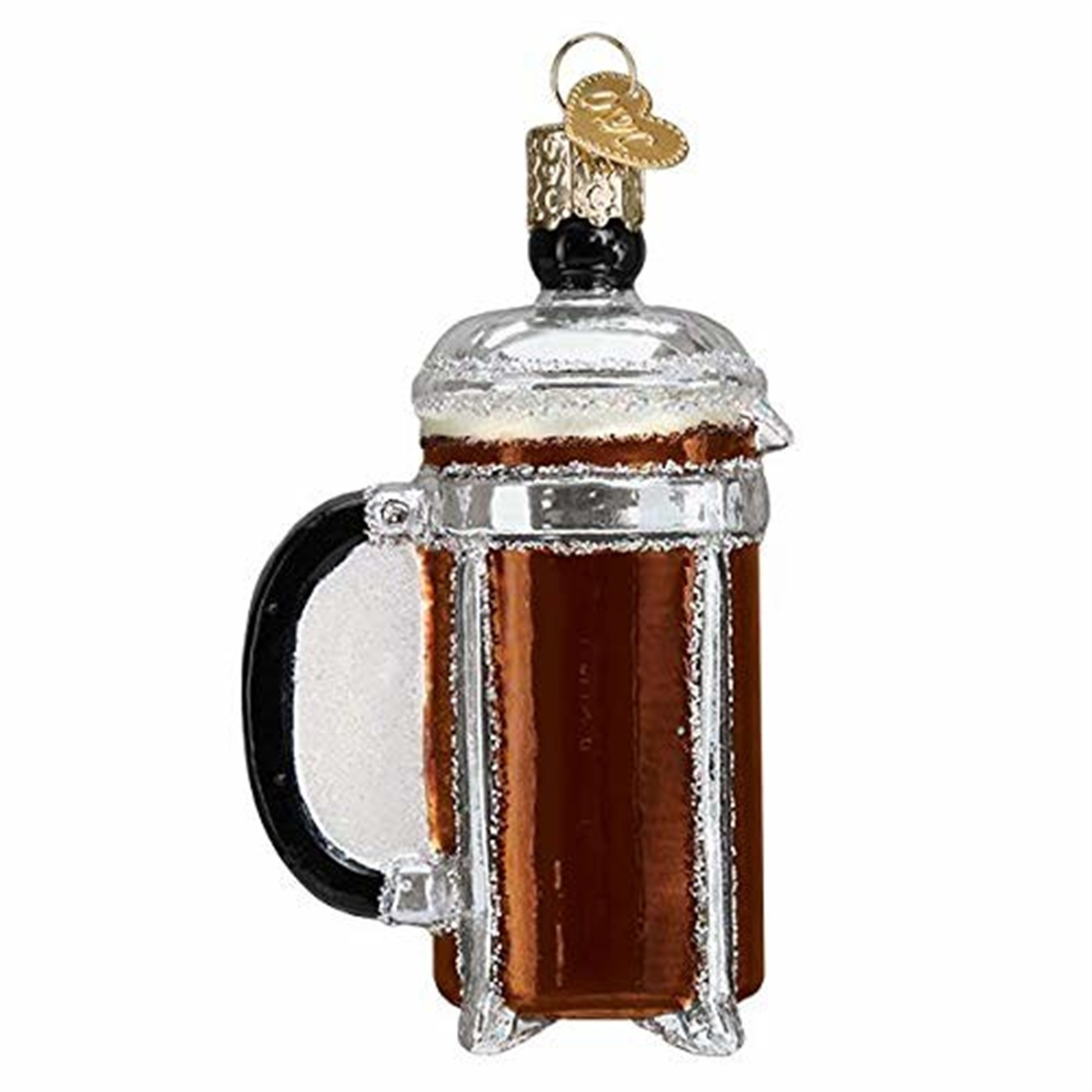 Old World Christmas Glass Blown Ornament for Christmas Tree, French Coffee Press