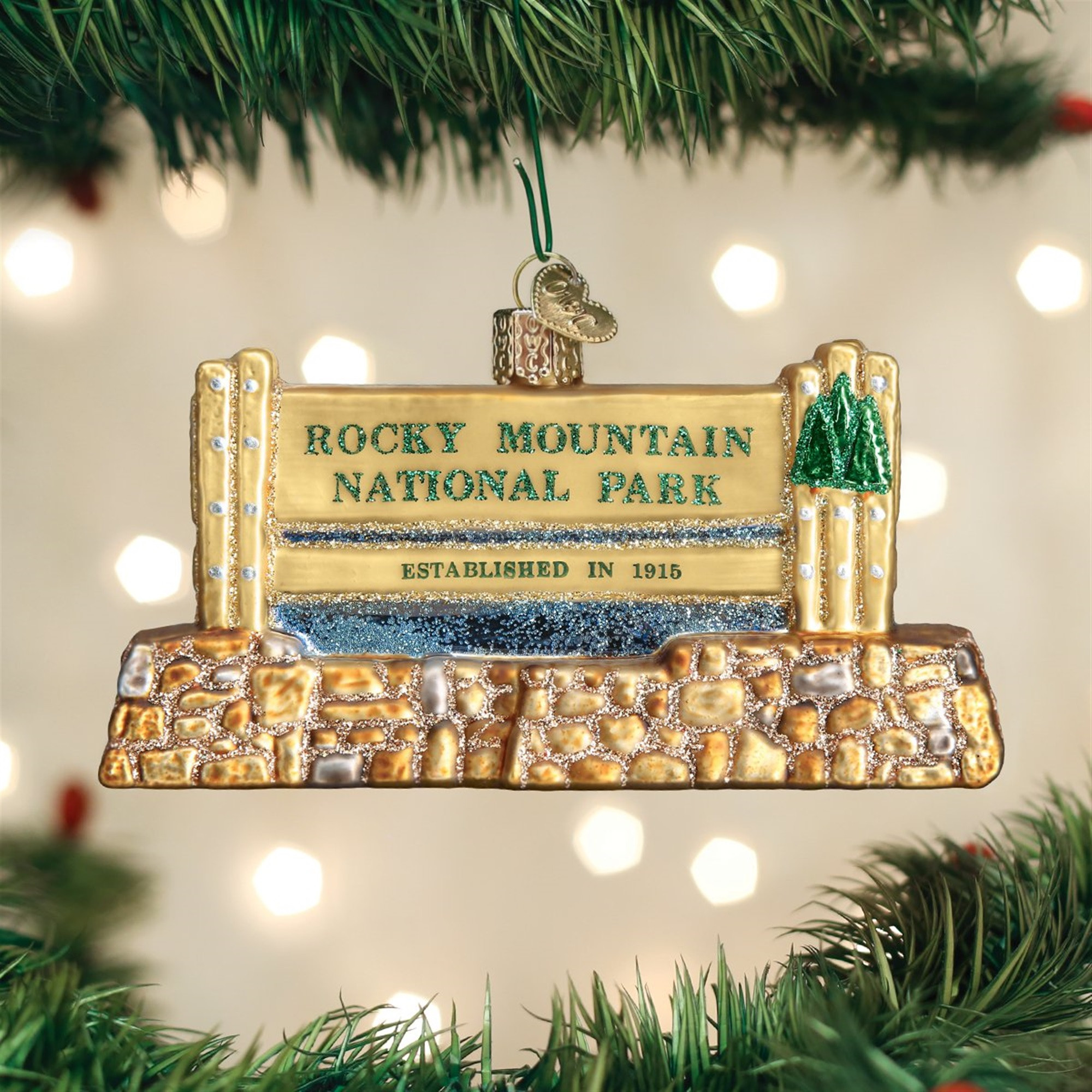 Old World Christmas Glass Blown Ornament, Rocky Mountain National Park (With OWC Gift Box)