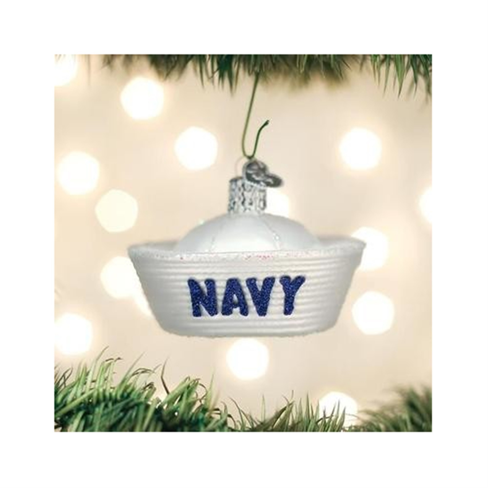 Old World Christmas Glass Blown Ornament for Christmas Tree, Navy Cap