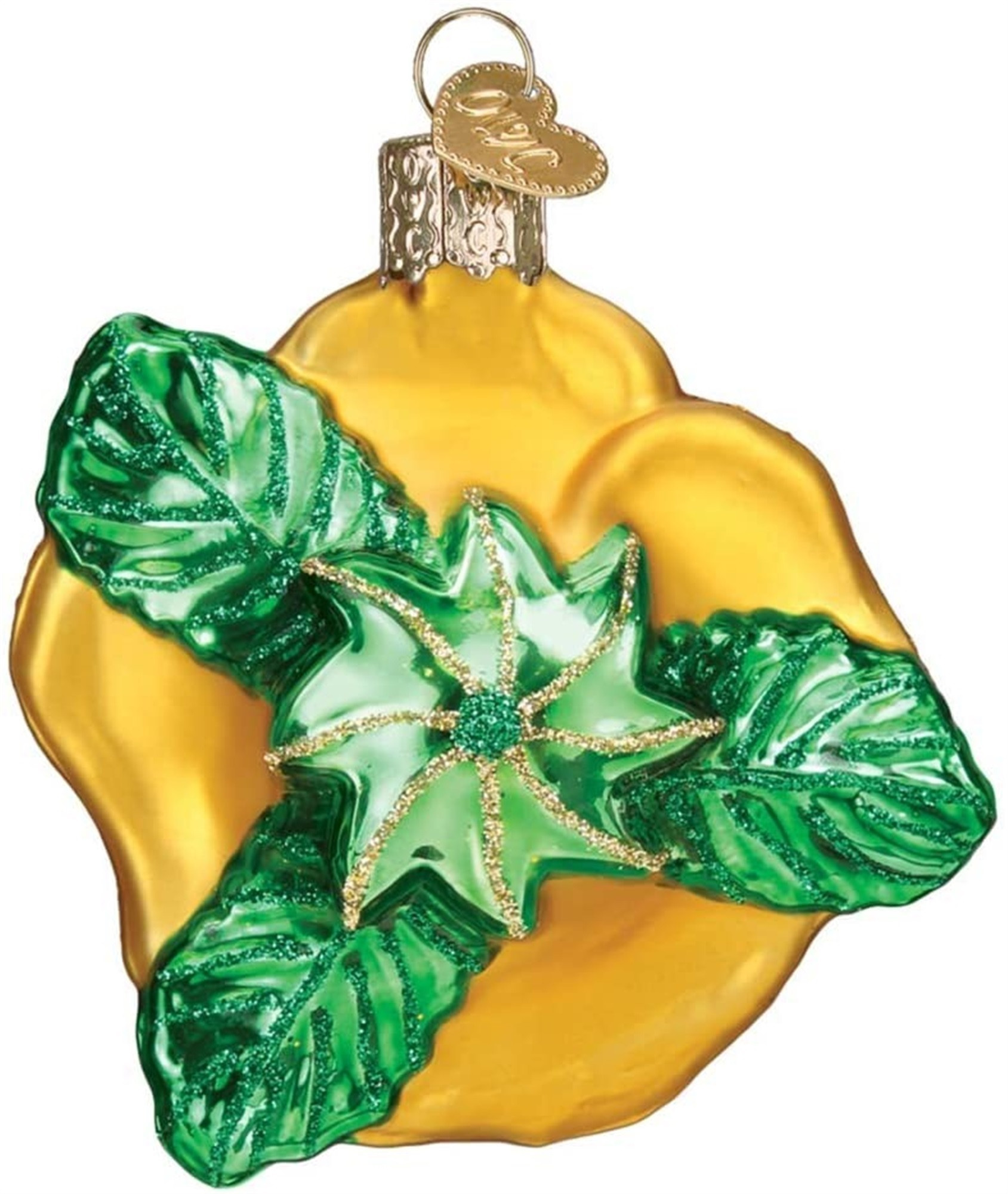 Old World Christmas Glass Blown Ornament for Christmas Tree, Yellow Rose