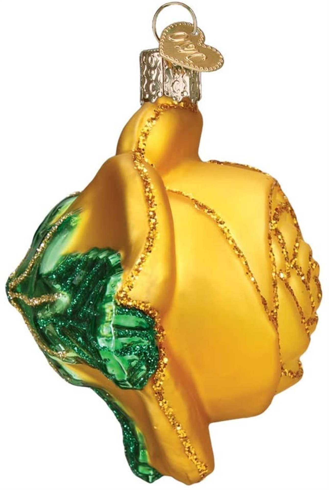 Old World Christmas Glass Blown Ornament for Christmas Tree, Yellow Rose