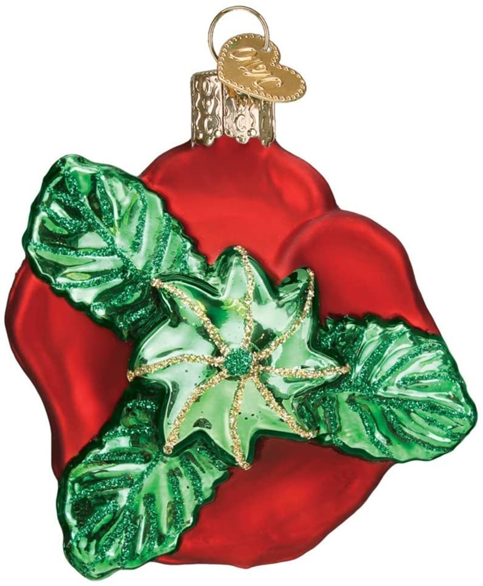 Old World Christmas Glass Blown Ornament for Christmas Tree, Red Rose