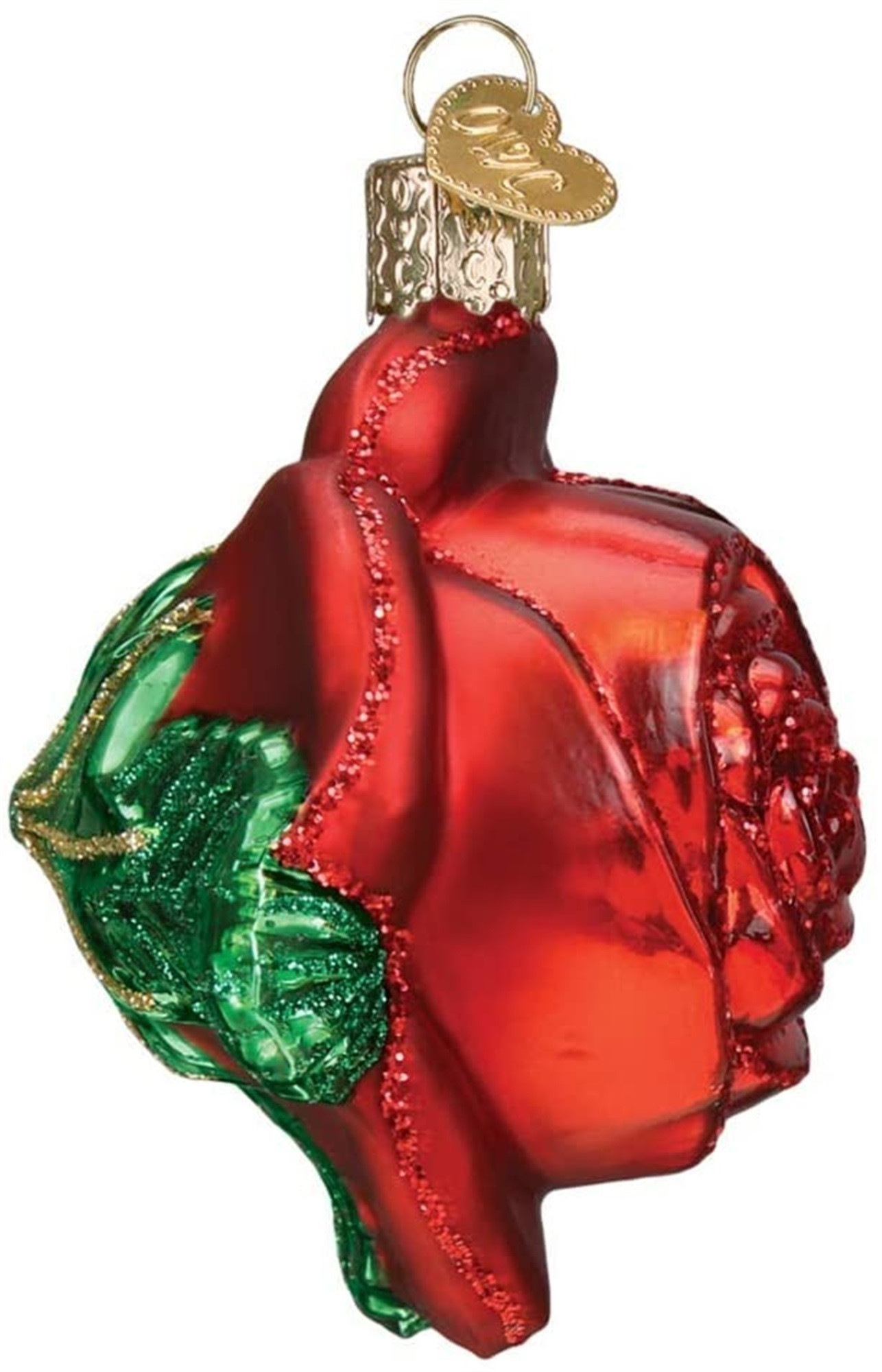 Old World Christmas Glass Blown Ornament for Christmas Tree, Red Rose