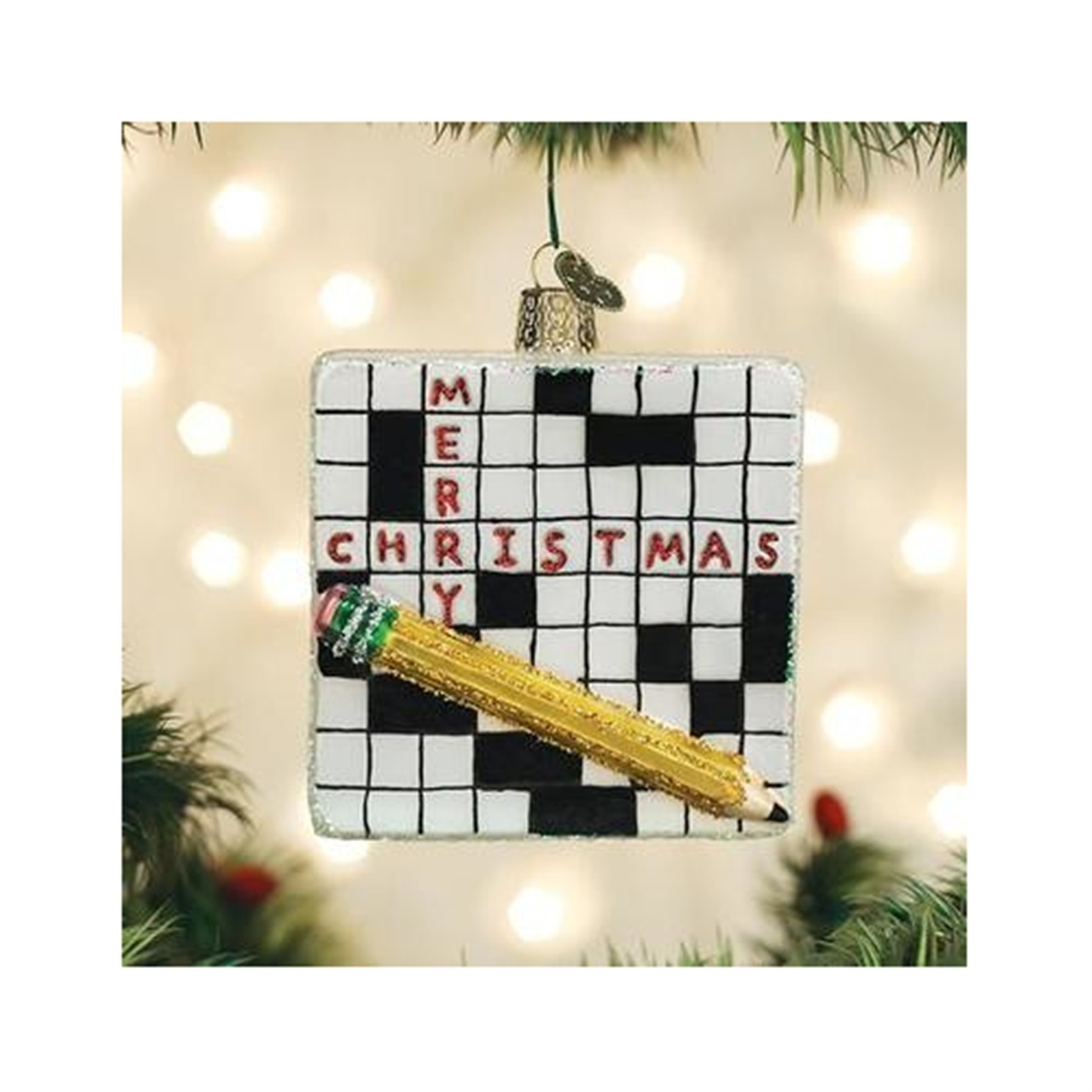 Old World Christmas Glass Blown Ornament, Crossword Puzzle