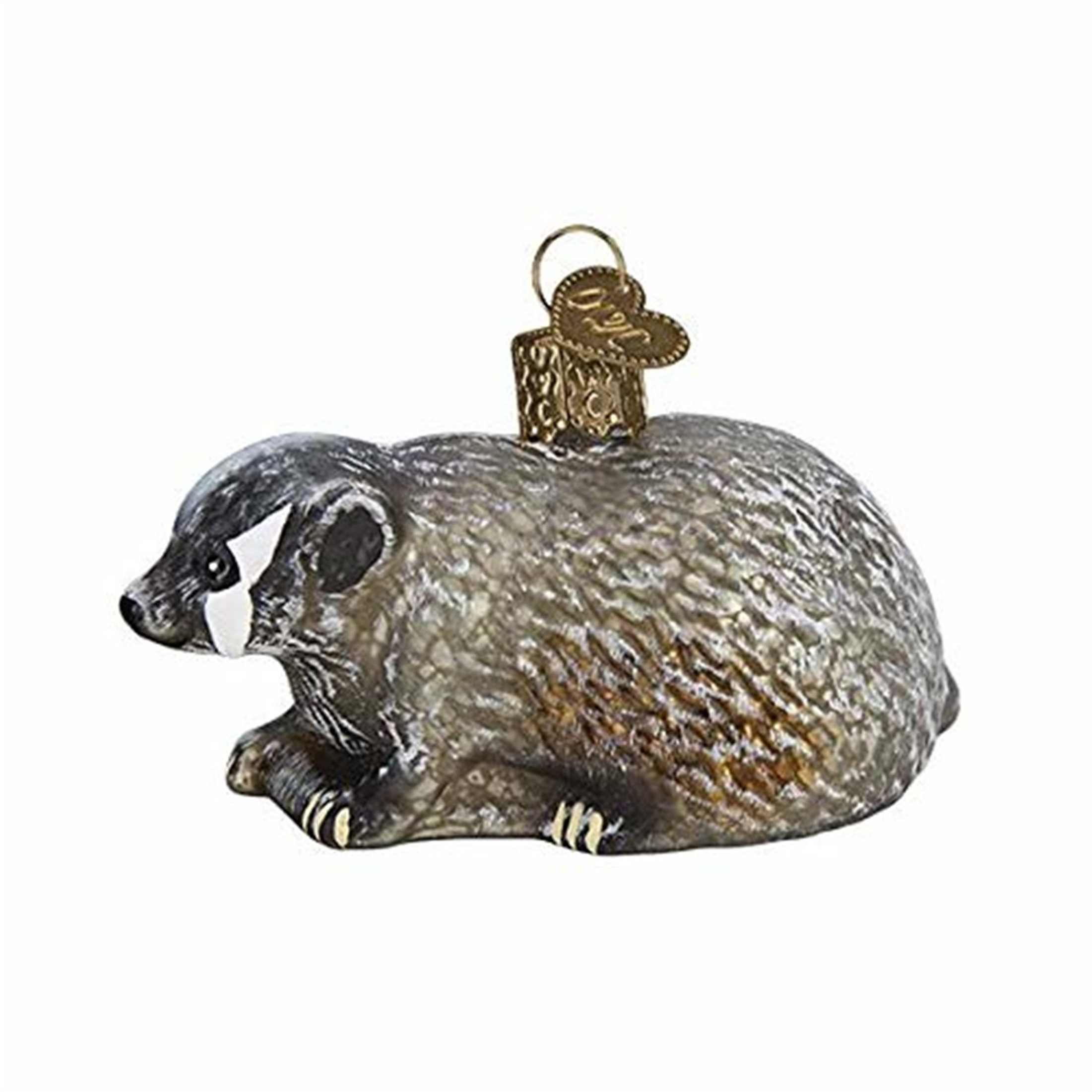 Old World Christmas Glass Blown Ornament For Christmas Tree, Vintage Badger (With OWC Gift Box)