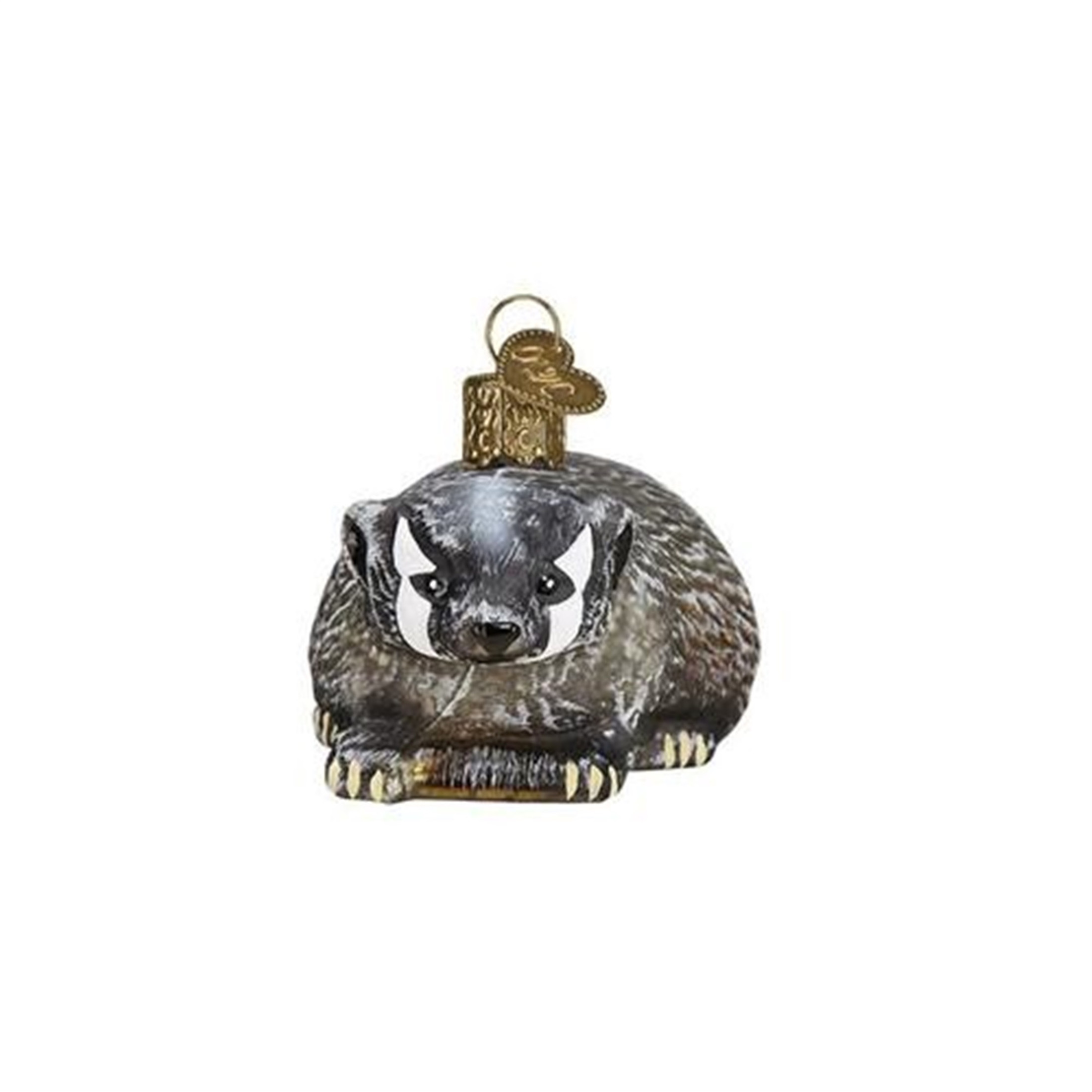 Old World Christmas Glass Blown Ornament For Christmas Tree, Vintage Badger (With OWC Gift Box)