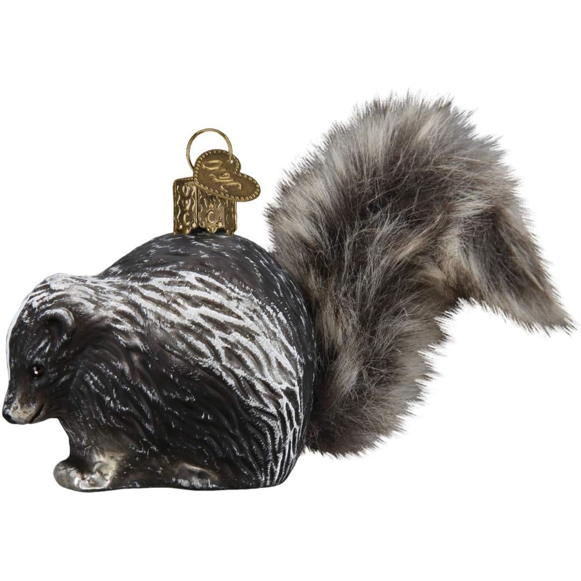 Old World Christmas Blown Glass Ornament for Christmas Tree, Vintage Skunk