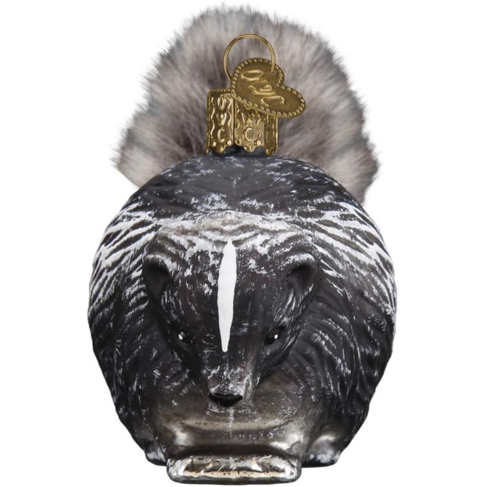 Old World Christmas Blown Glass Ornament for Christmas Tree, Vintage Skunk