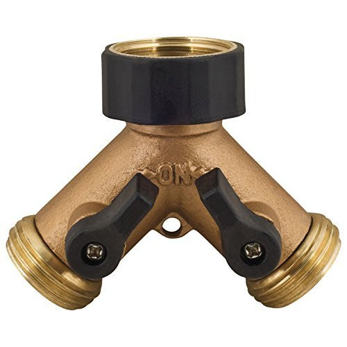 Melnor Metal 2-Way Hose Valve, Brass/Black