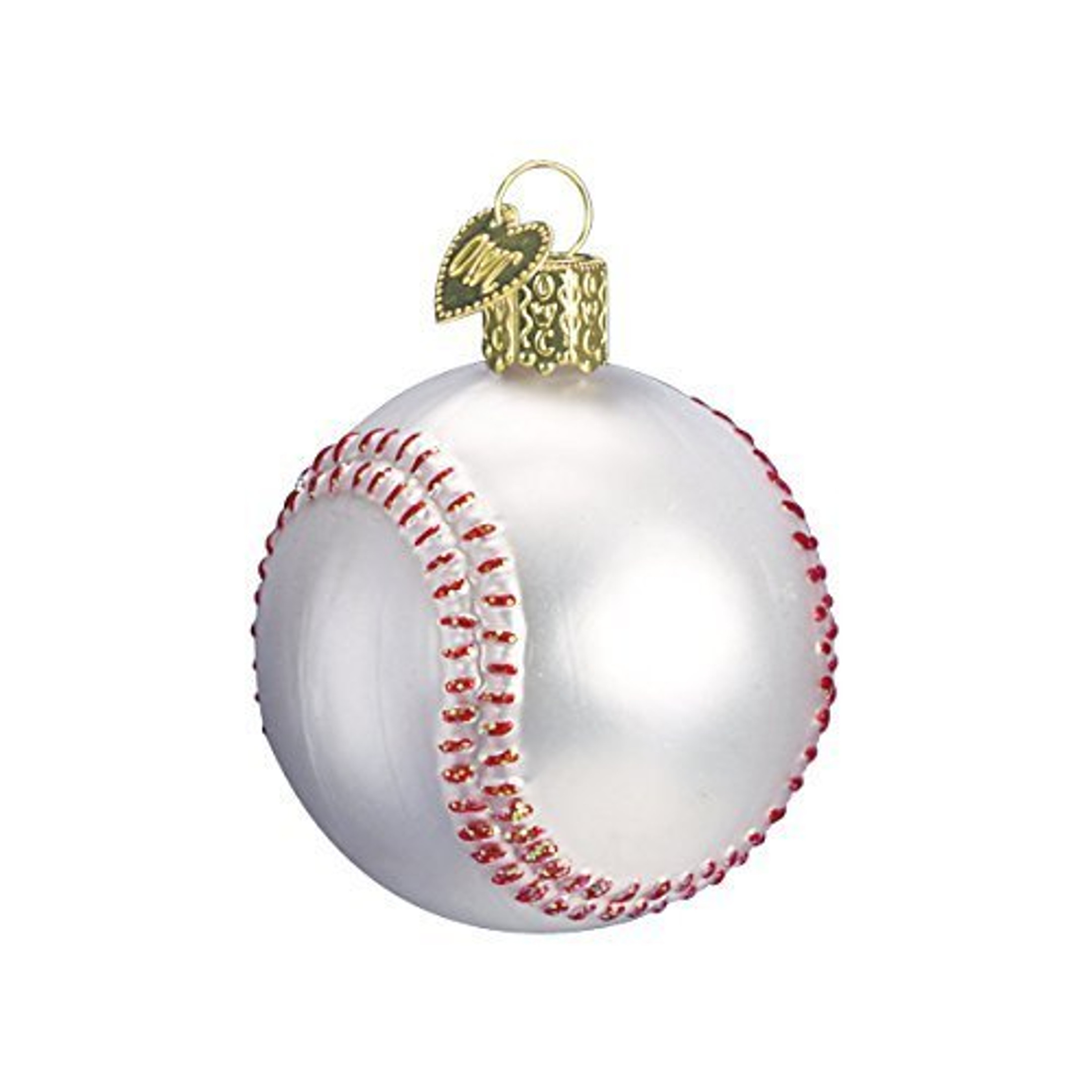 Old World Christmas Glass Blown Ornament, Baseball (With OWC Gift Box)
