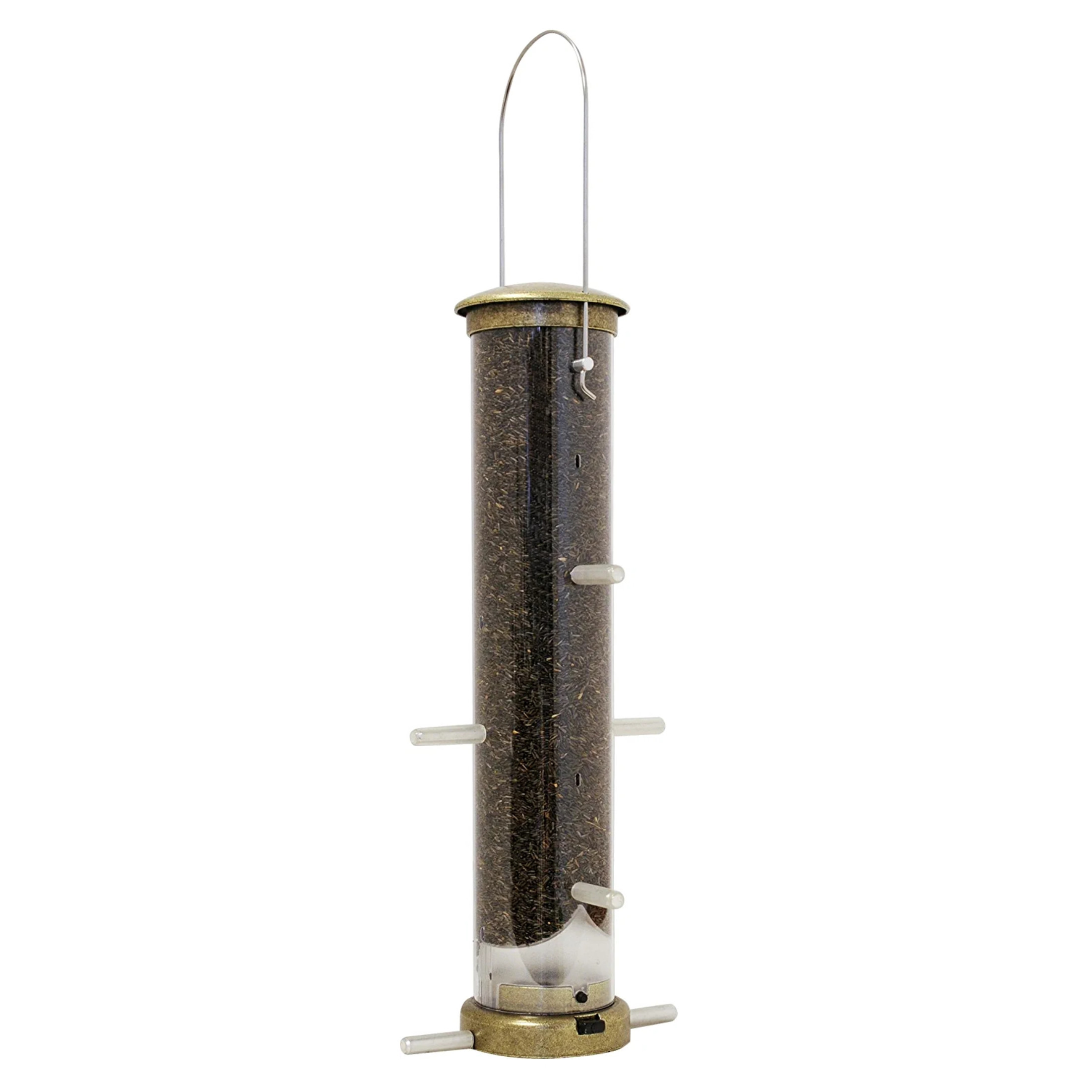 Aspects Quick-Clean Tube Wild Bird Feeder with 8 Perches, 1.25 Quart Capacity, Antique Brass
