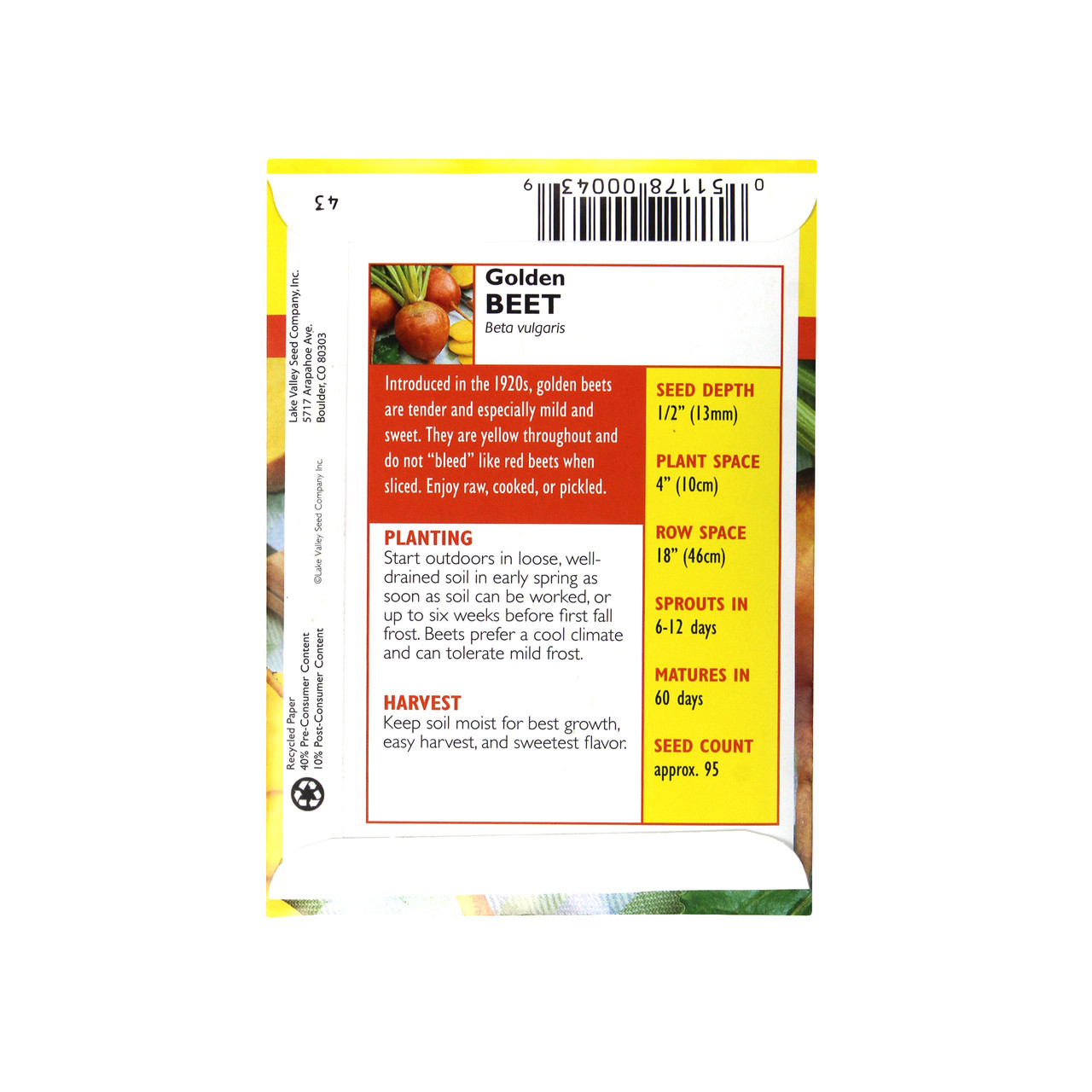 Lake Valley Seed Golden Beet Heirloom Vegetable