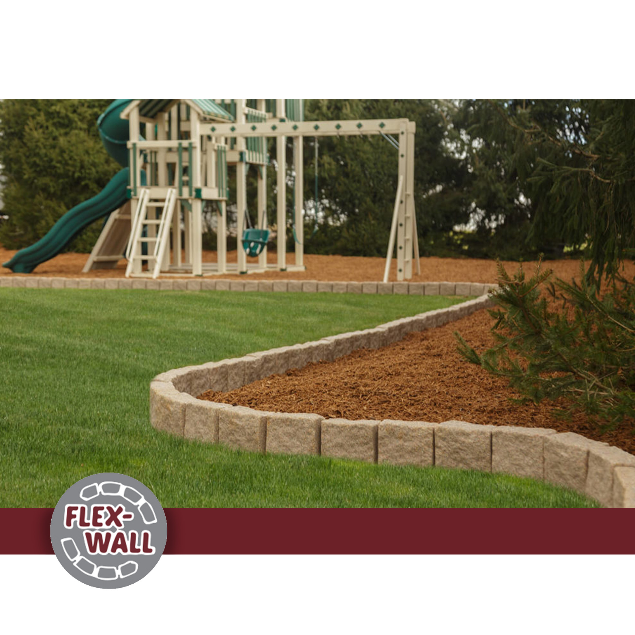Garden Elements True Form Outdoor Decorative Flex-Wall Resin Edging For Gardens, Playgrounds, Plastic Life-Like Sandstone Landscape Lawn Borders, 4 Foot Section