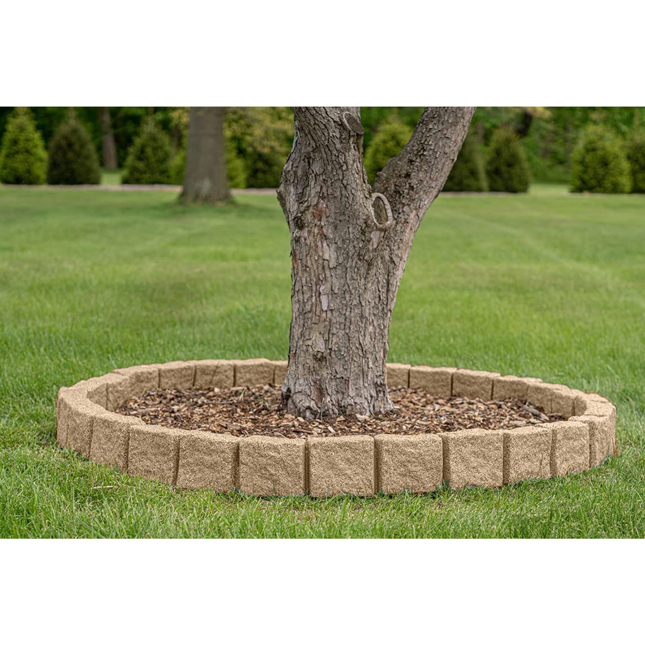 Garden Elements True Form Outdoor Decorative Flex-Wall Resin Edging For Gardens, Playgrounds, Plastic Life-Like Sandstone Landscape Lawn Borders, 4 Foot Section