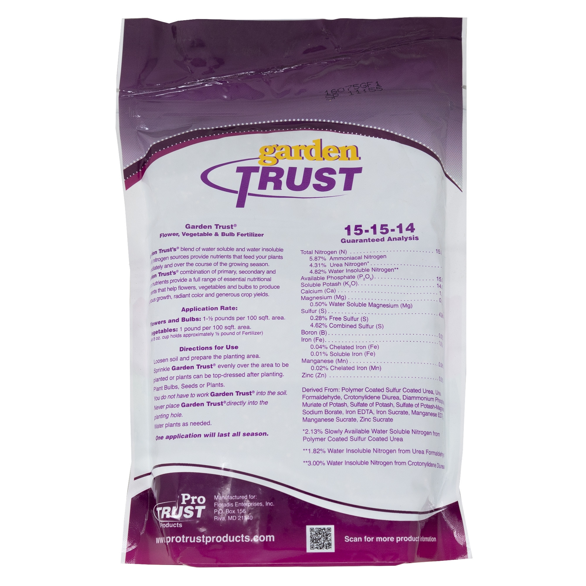 Pro Trust Garden Trust Flower & Vegetable Garden Fertilizer, 15-15-14 (2# Bag)