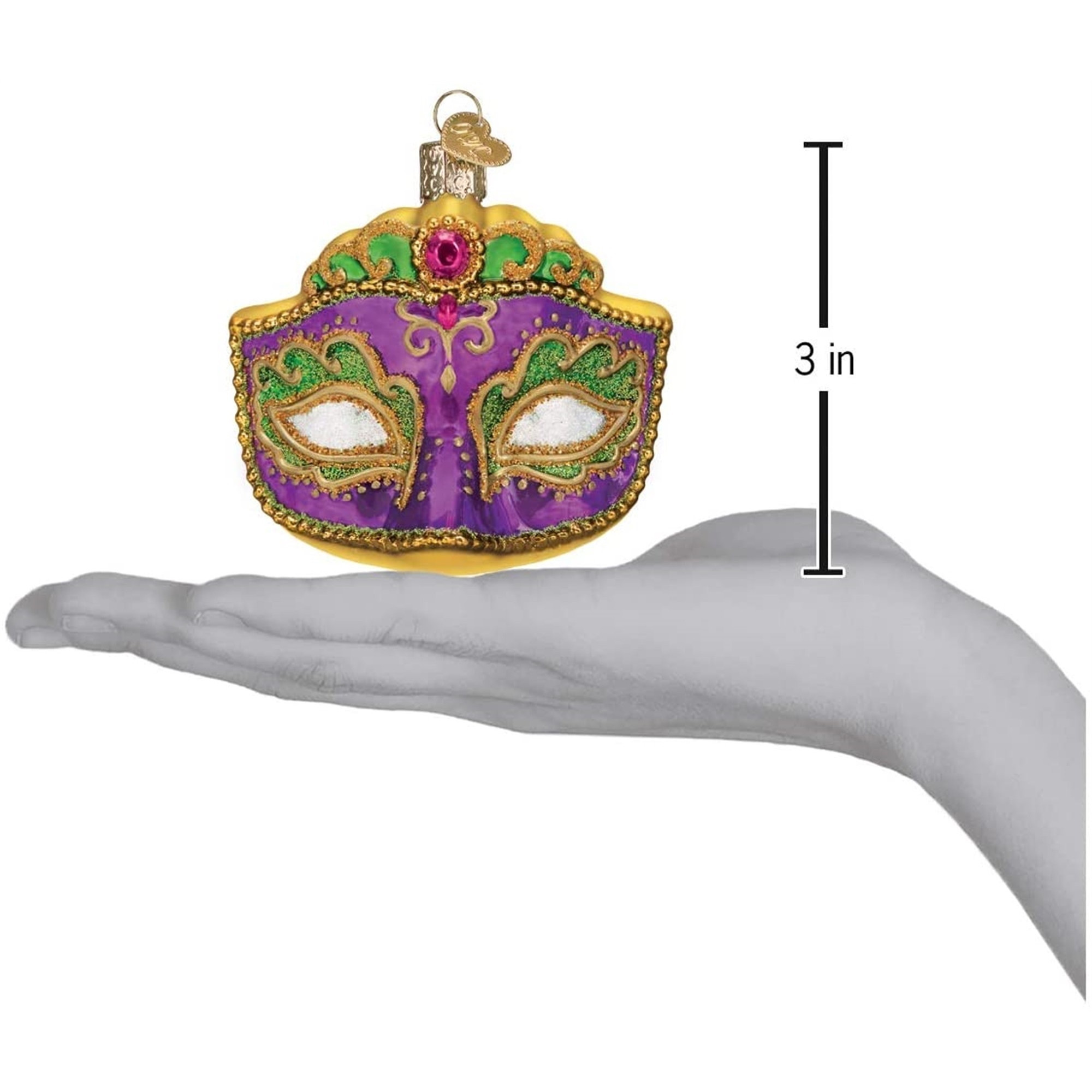 Old World Christmas Glass Blown Ornament for Christmas Tree, Mardi Gras Mask