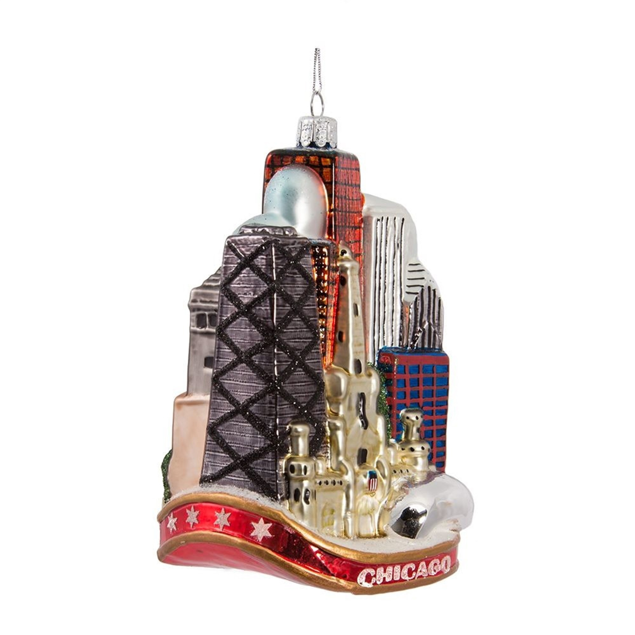 Kurt Adler Glass Chicago City Ornament, 5"