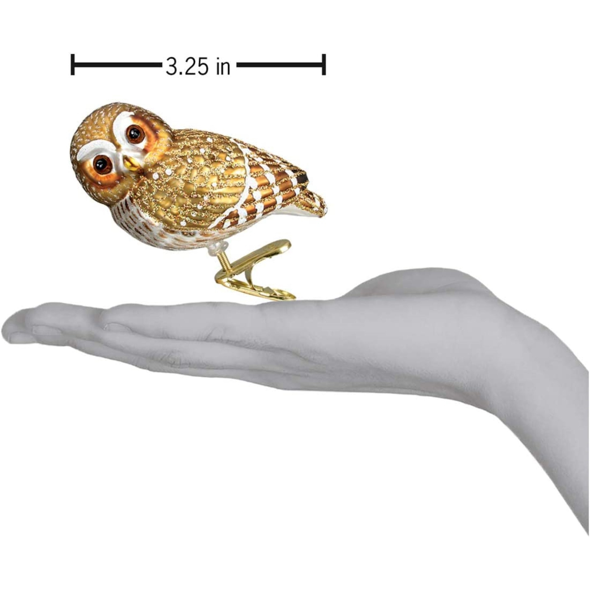 Old World Christmas Glass Blown Clip On Ornament for Christmas Tree, Pygmy Owl