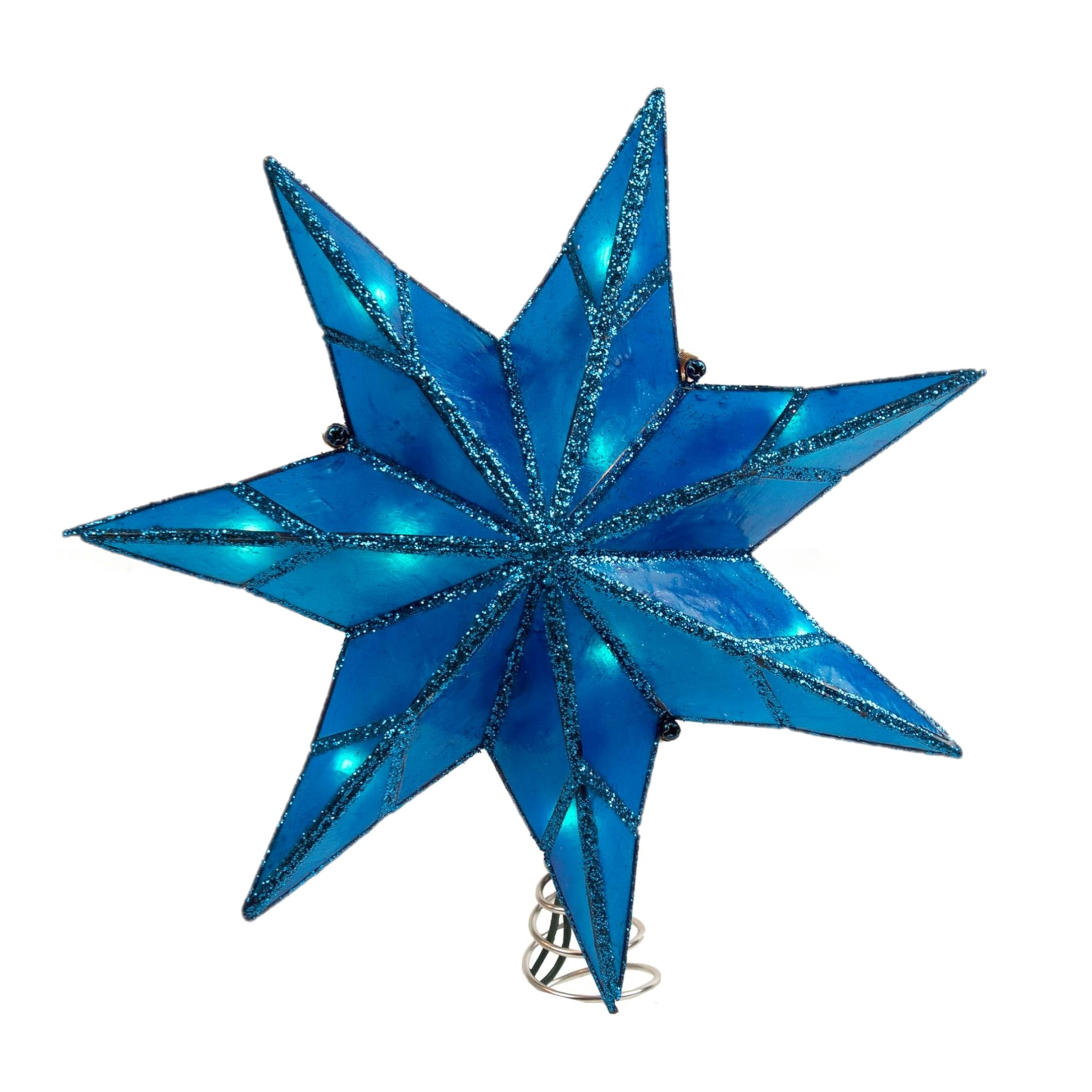Kurt Adler 10-Light 7-Point Blue Star Christmas Treetop, Blue/White, 9.45in Kurt Adler 10-Light 7-Point Blue Star Christmas Treetop, Blue/White, 9.45in