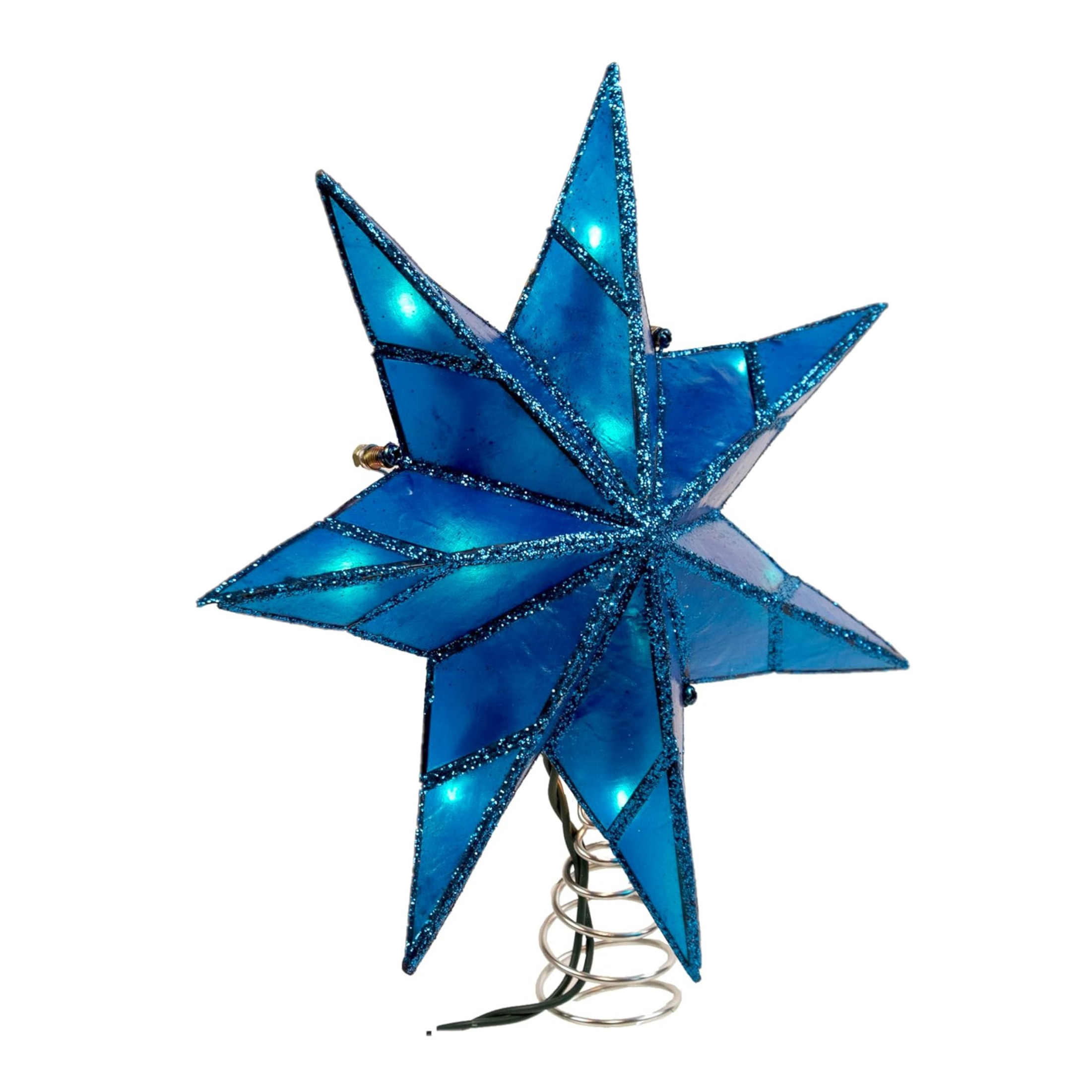 Kurt Adler 10-Light 7-Point Blue Star Christmas Treetop, Blue/White, 9.45in Kurt Adler 10-Light 7-Point Blue Star Christmas Treetop, Blue/White, 9.45in