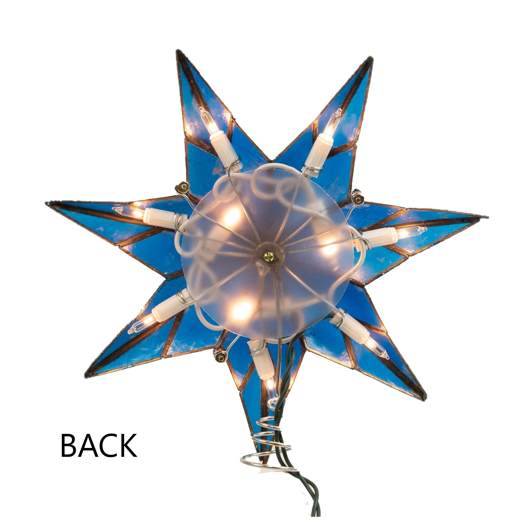 Kurt Adler 10-Light 7-Point Blue Star Christmas Treetop, Blue