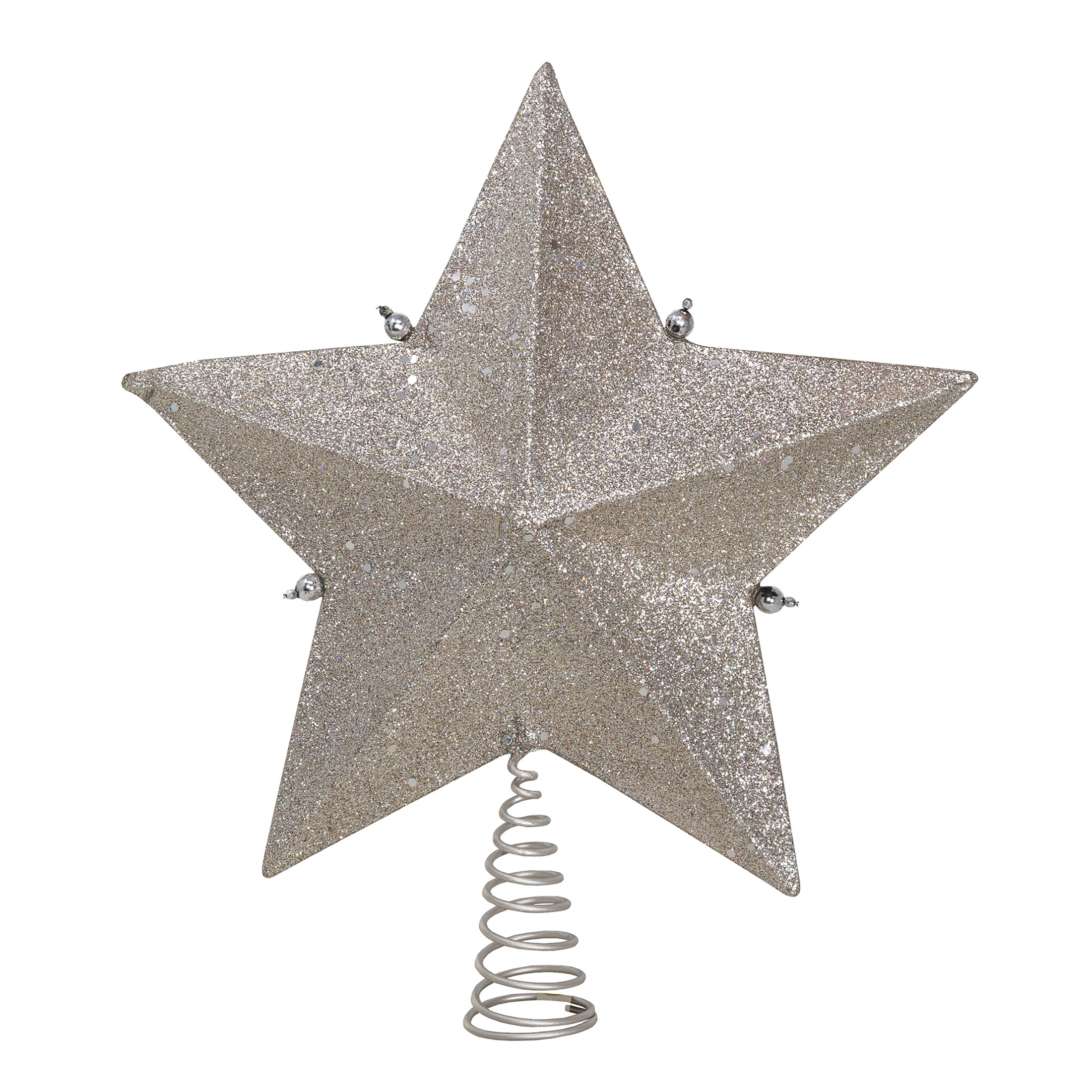 Kurt Adler Star Treetop with Ivory Pearls and Platinum Colored Glitter, 13.5"