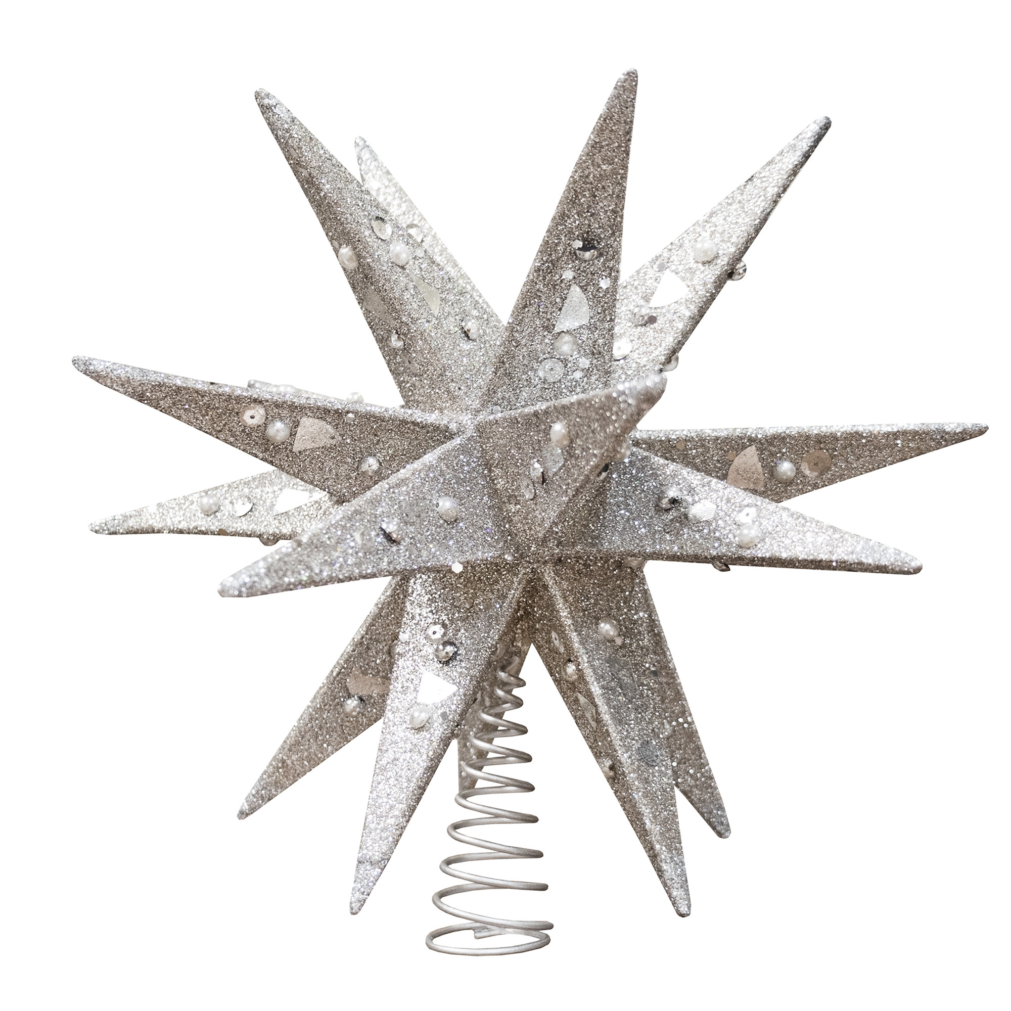 Kurt Adler 12-Inch Champagne and Silver Glitter Moravian Star Treetop