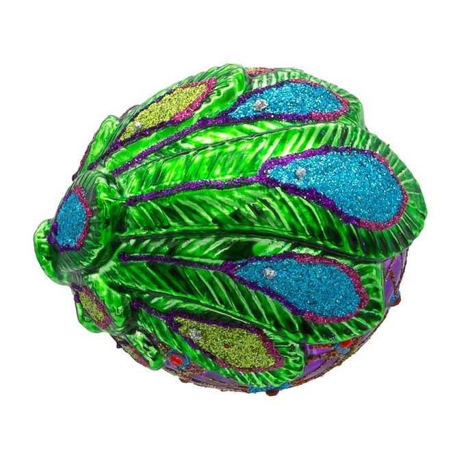 Kurt Adler Noble Gems Glass Ornament for Christmas Tree, Colorful Peacock