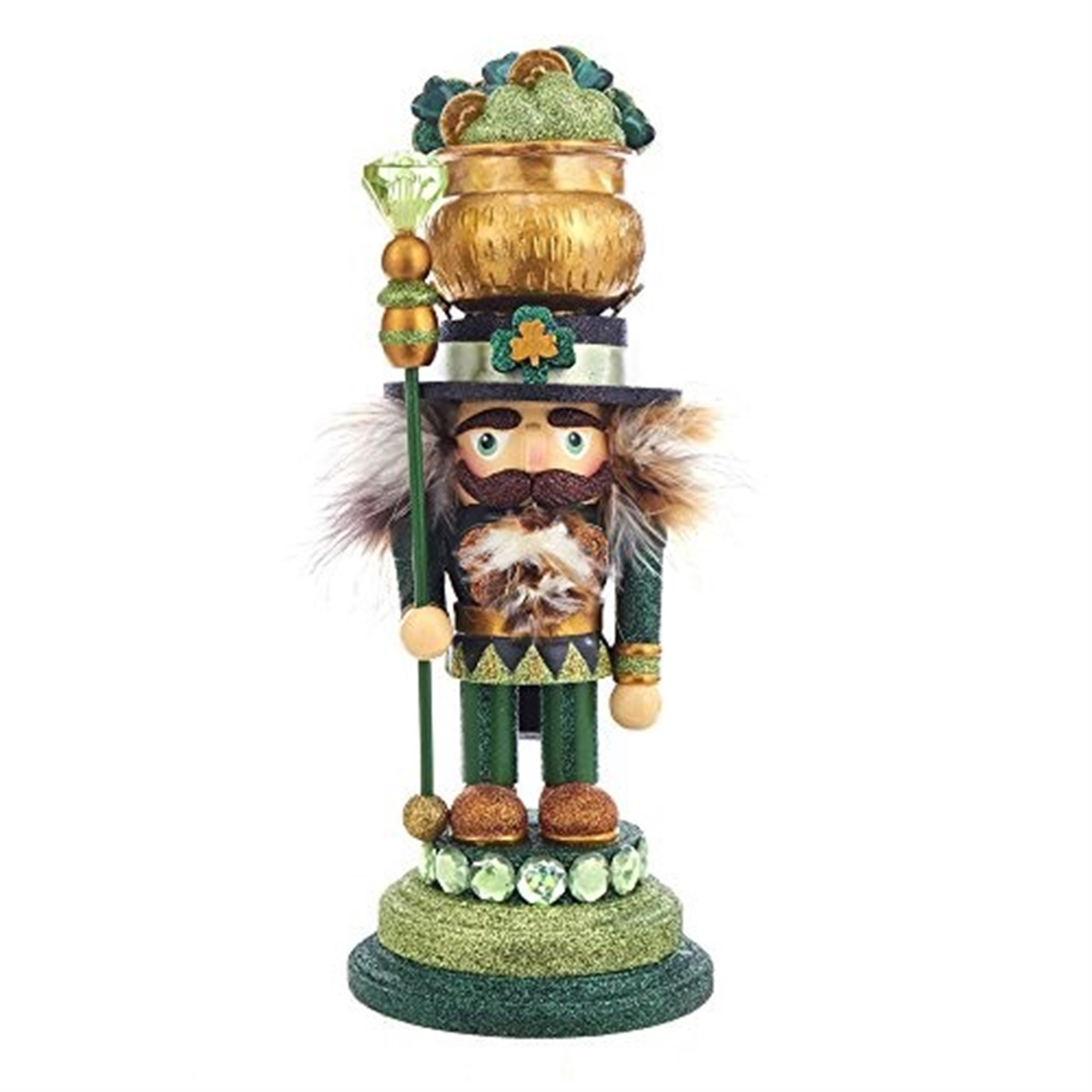 Kurt Adler Hollywood Nutcrackers, Irish Nutcracker with Pot of Gold Hat, 12"